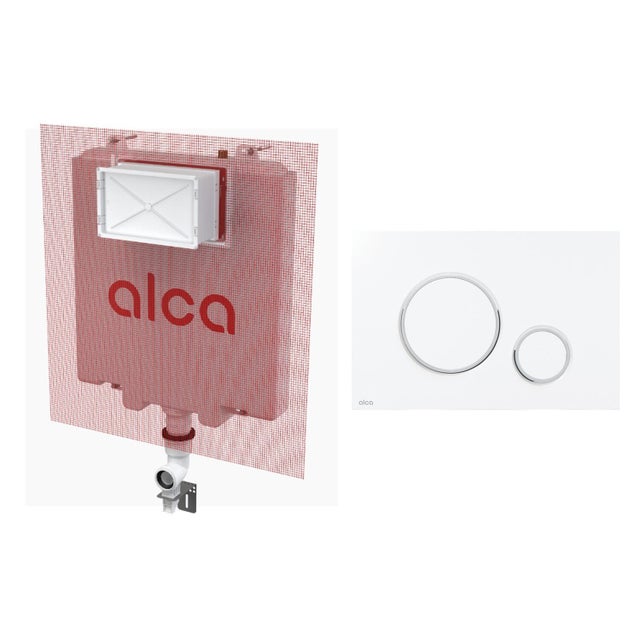 OLI601601 Cassetta Di Scarico Per WC Ad Incasso – Spessore 80 Mm, Doppia Quantità 6/3 O 7/3,5 Litri – Con Rubinetto E Kit Fissaggio - 2