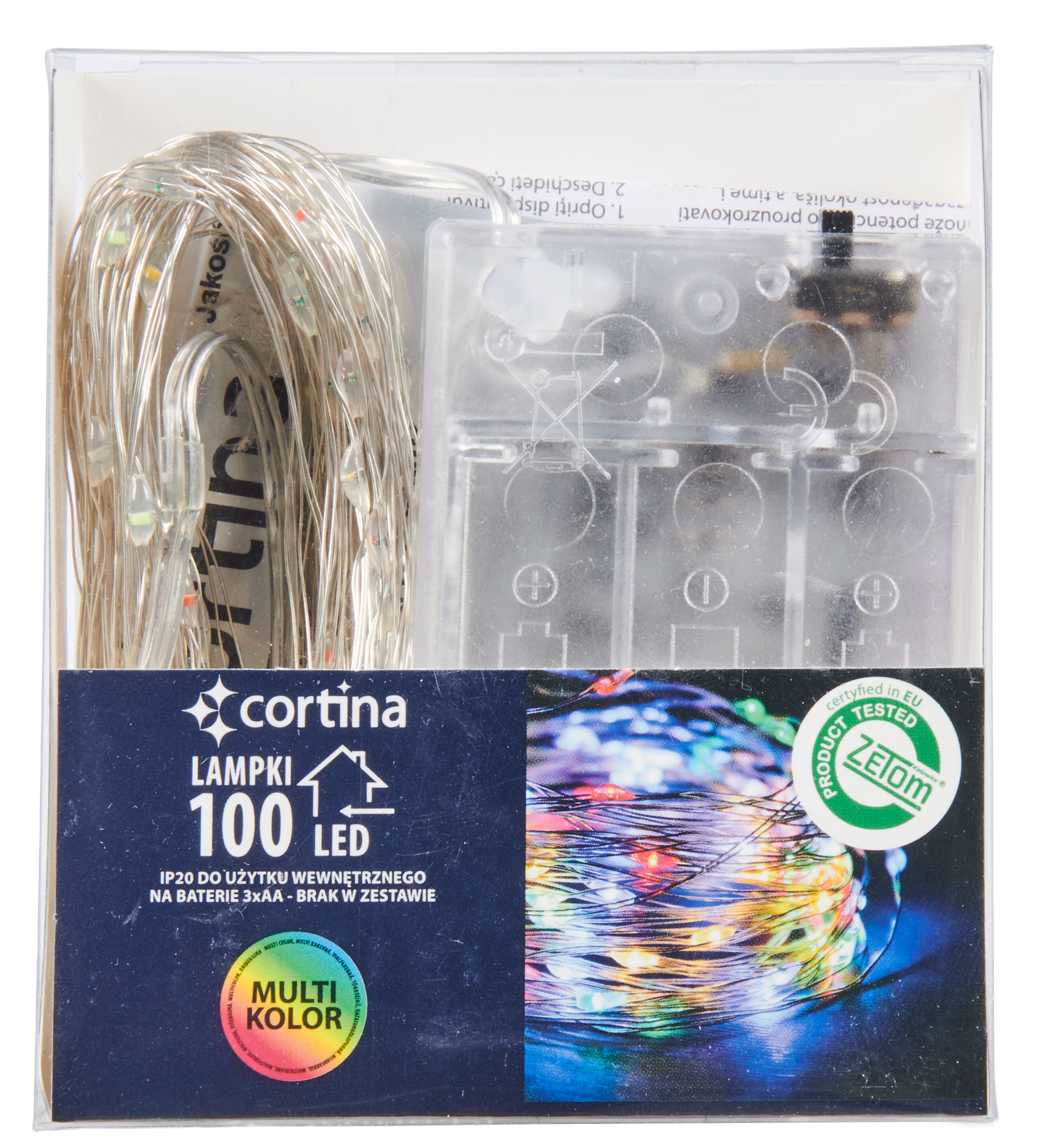 Lampki choinkowe wewnętrzne 100 MICRO LED łezki na baterie multikolor Cortina - 8