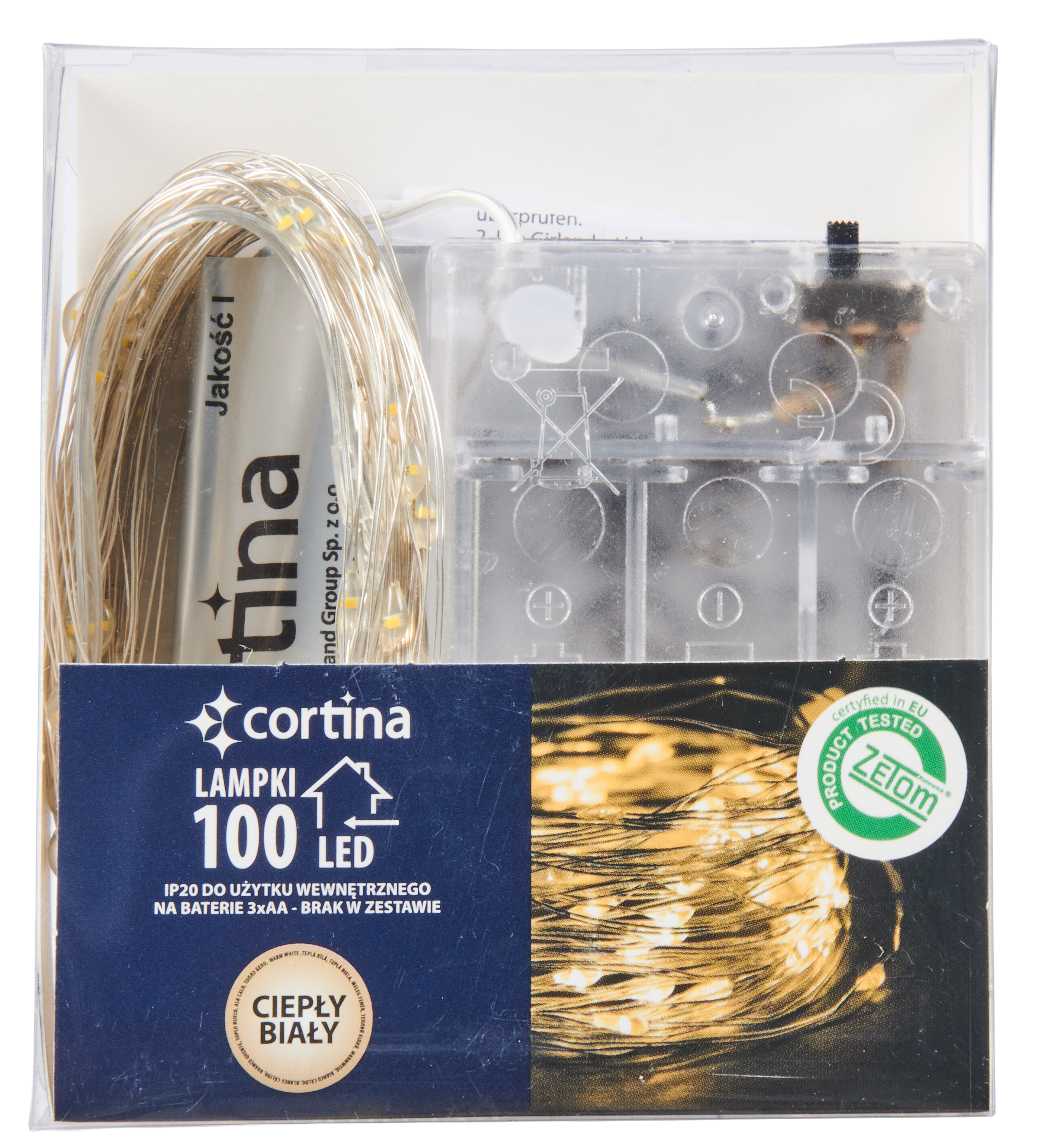 Lampki choinkowe wewnętrzne 100 MICRO LED łezki na baterie ciepłe białe Cortina - 7