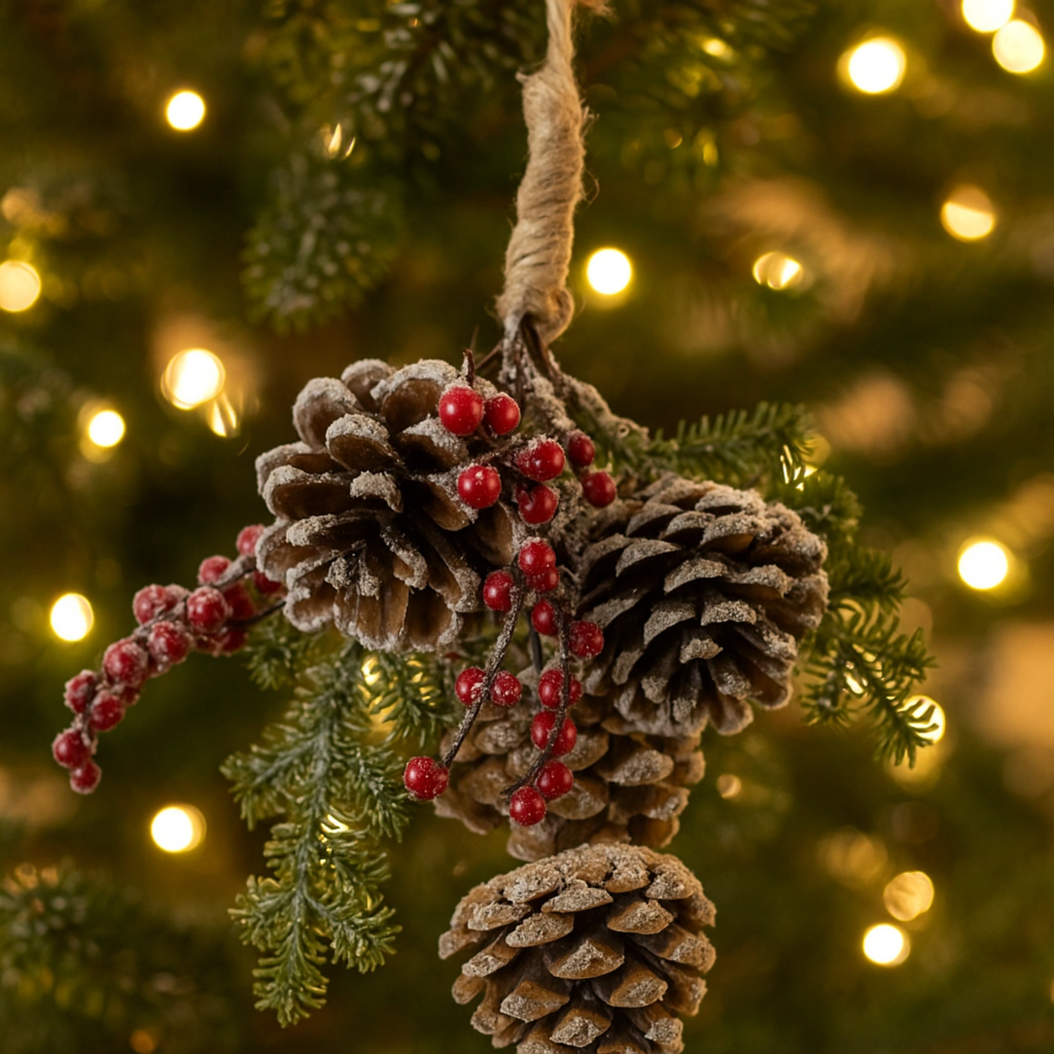 Adorno colgante Rama piñas para interior marrón de 18 cm - 3