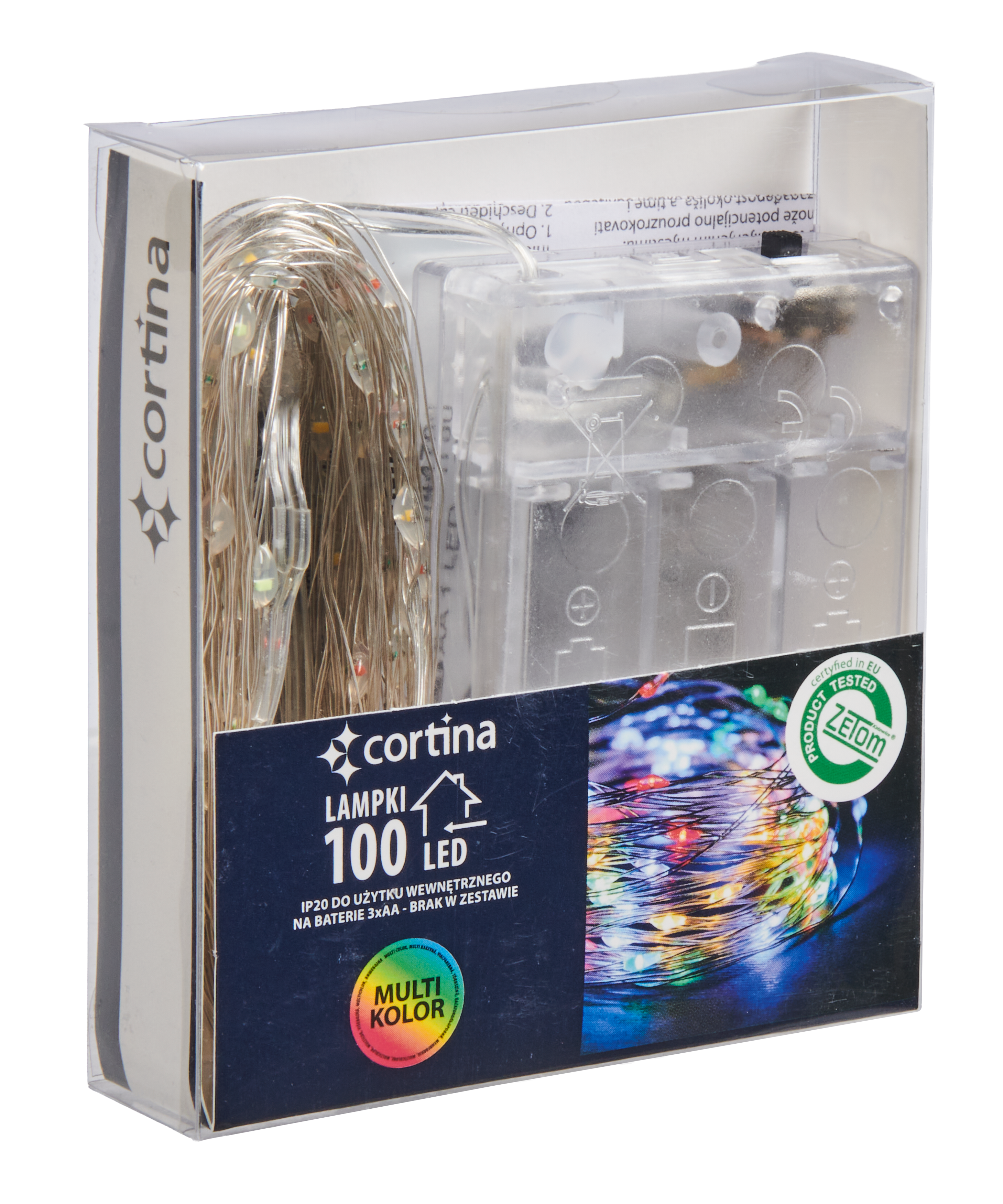 Lampki choinkowe wewnętrzne 100 MICRO LED łezki na baterie multikolor Cortina - 7