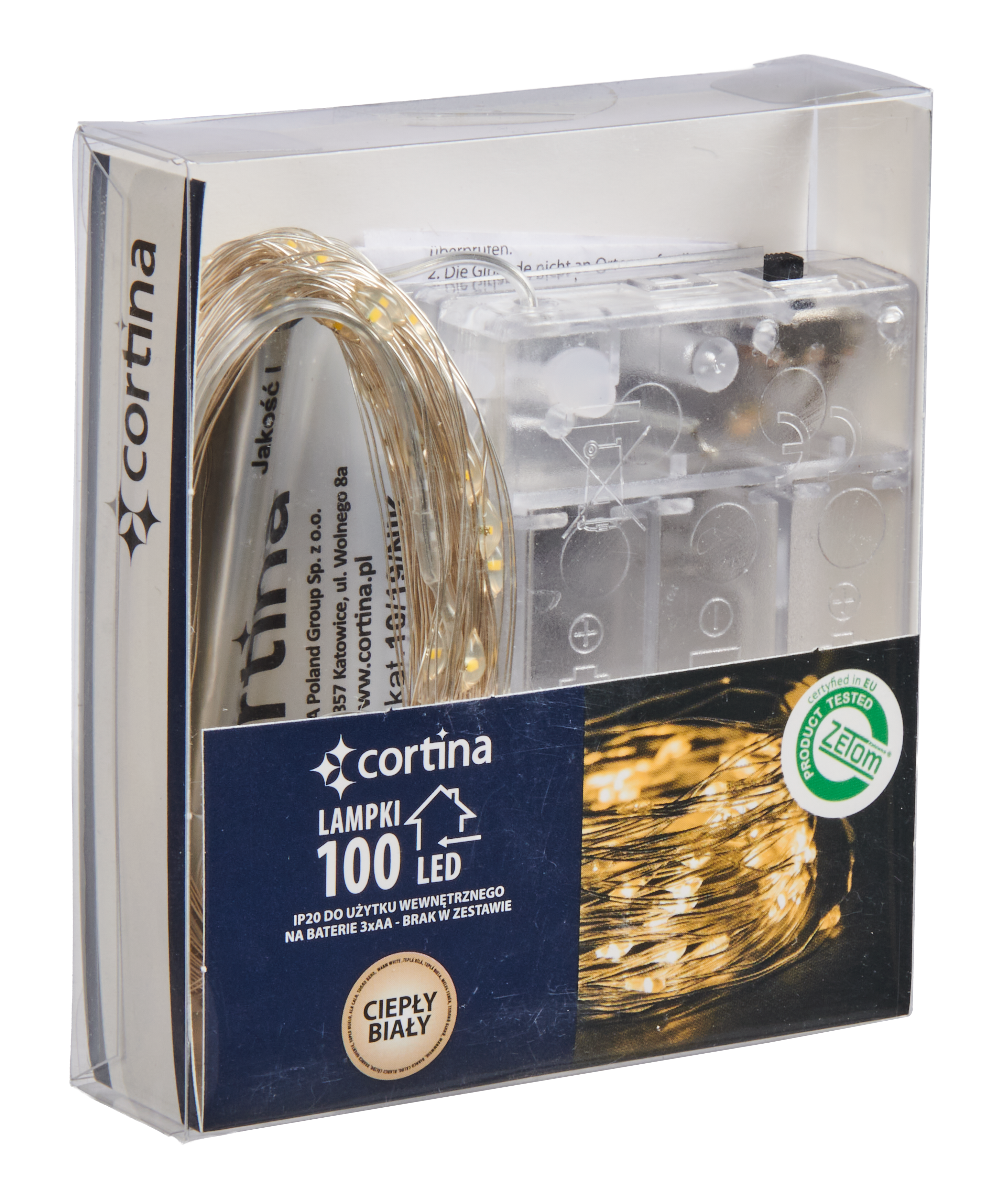 Lampki choinkowe wewnętrzne 100 MICRO LED łezki na baterie ciepłe białe Cortina - 6