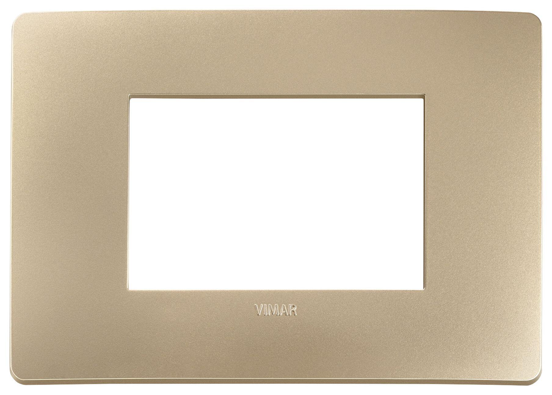 Placca 3 moduli Vimar plana champagne opaco