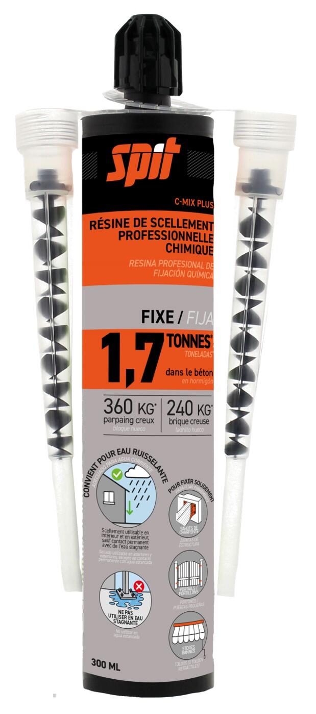 Cartouche de scellement chimique 300 ml gris + 2 buses - SPIT C-MIX PLUS