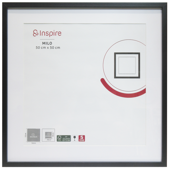 Cadre Milo, 50 x 50 cm noir, INSPIRE