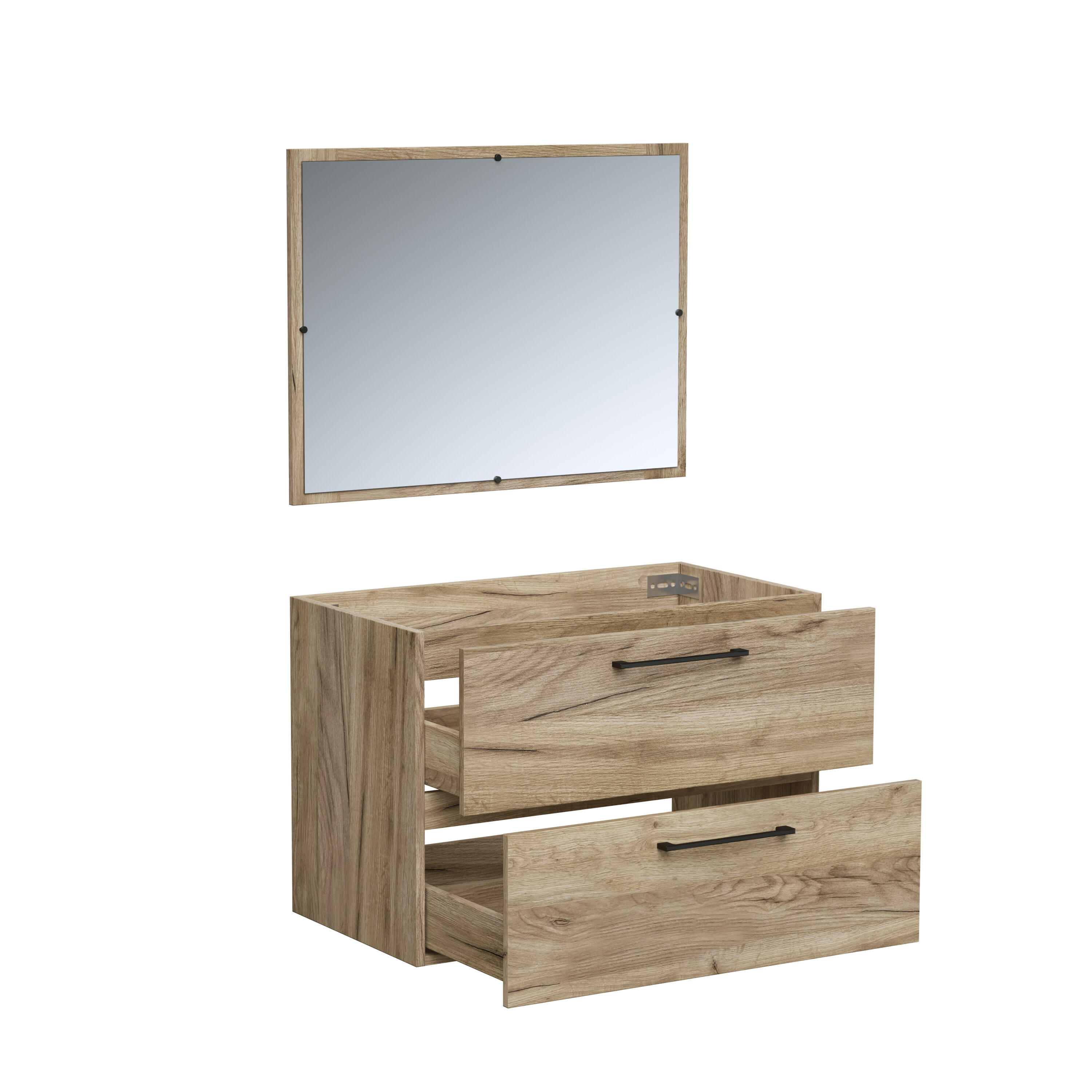 Meuble sous-vasque, Serena L.80cm x H.55cm x P.45cm bois Miroir inclus - 7