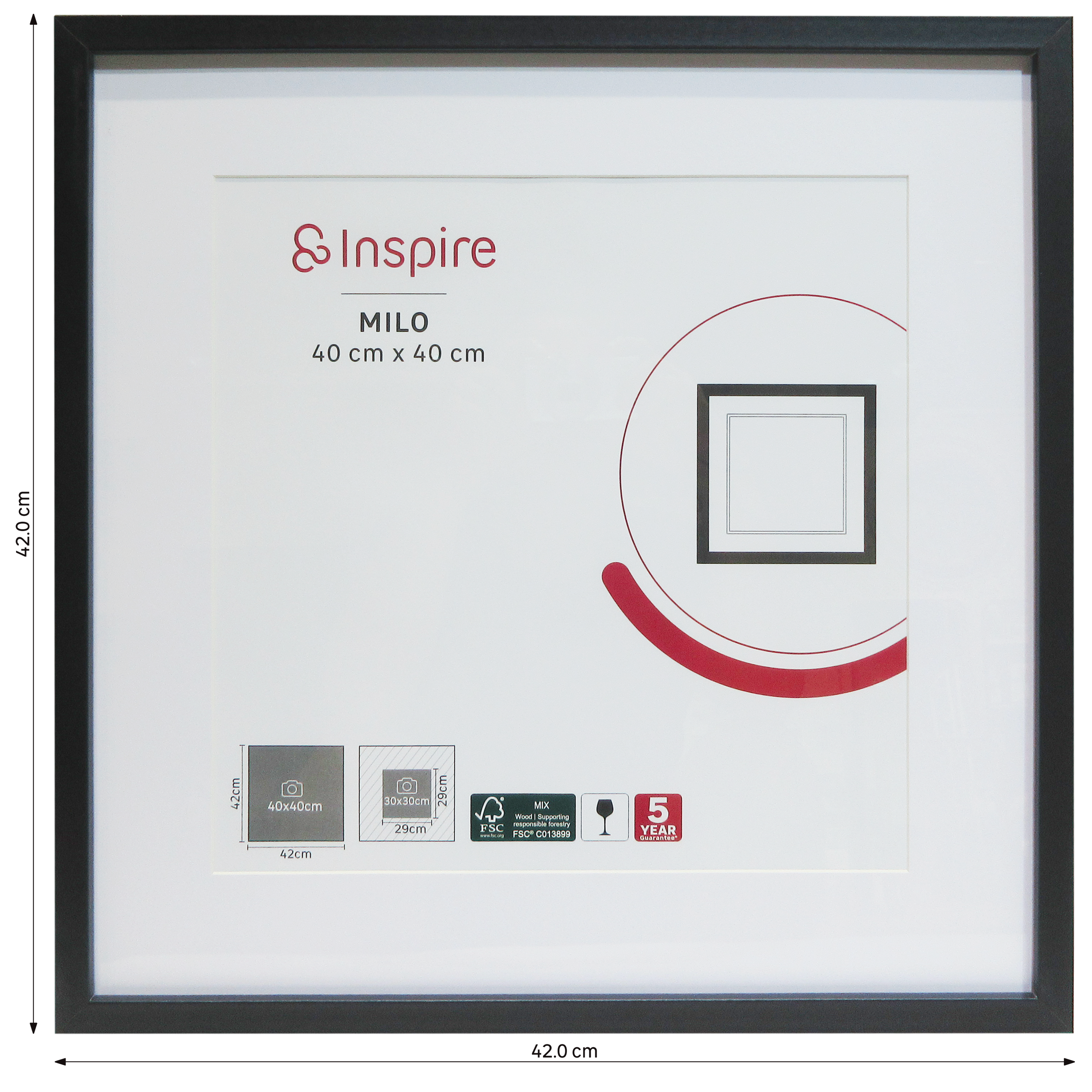 Cadre Milo, 40 x 40 cm noir, INSPIRE - 4