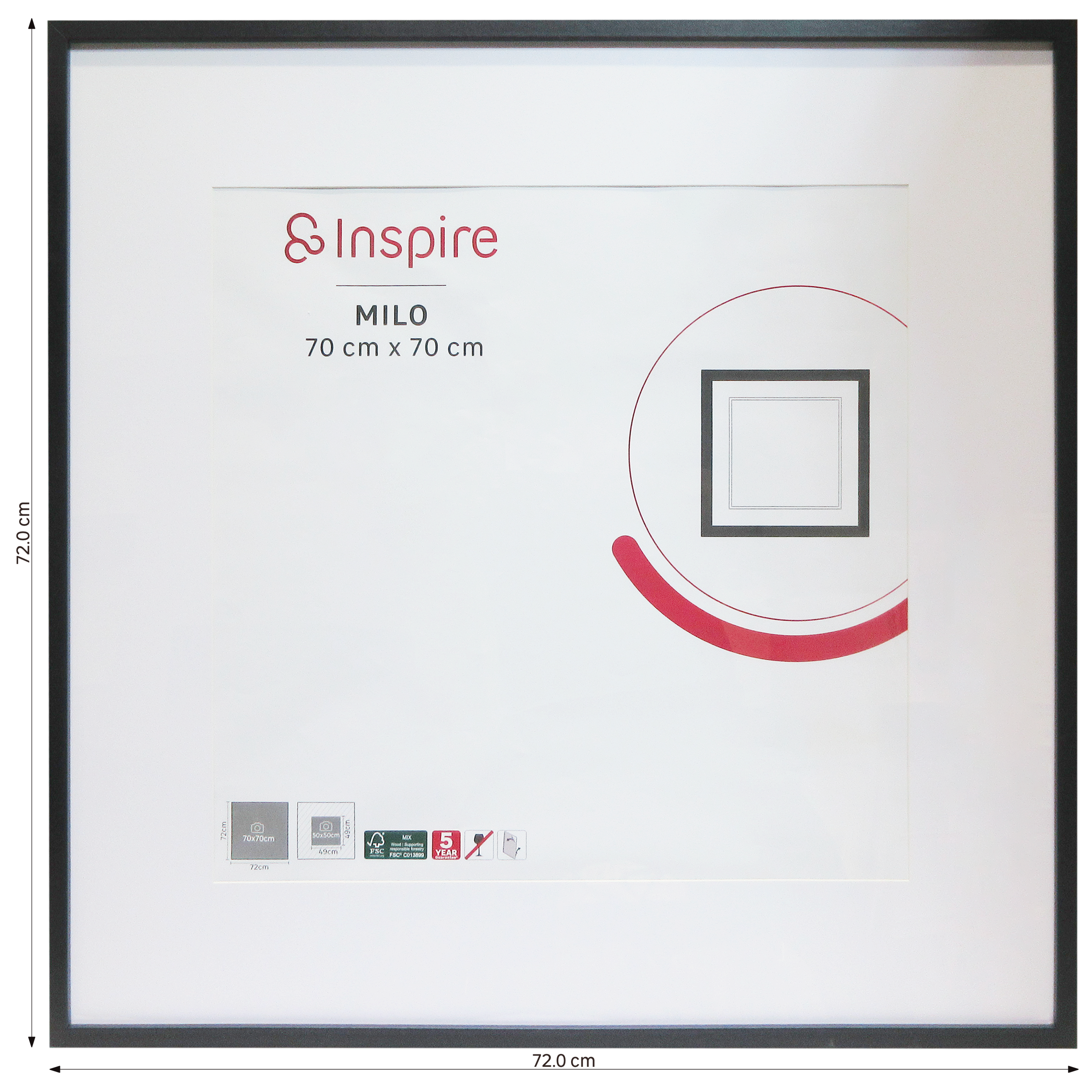 Cadre Milo, 70 x 70 cm noir, INSPIRE - 4
