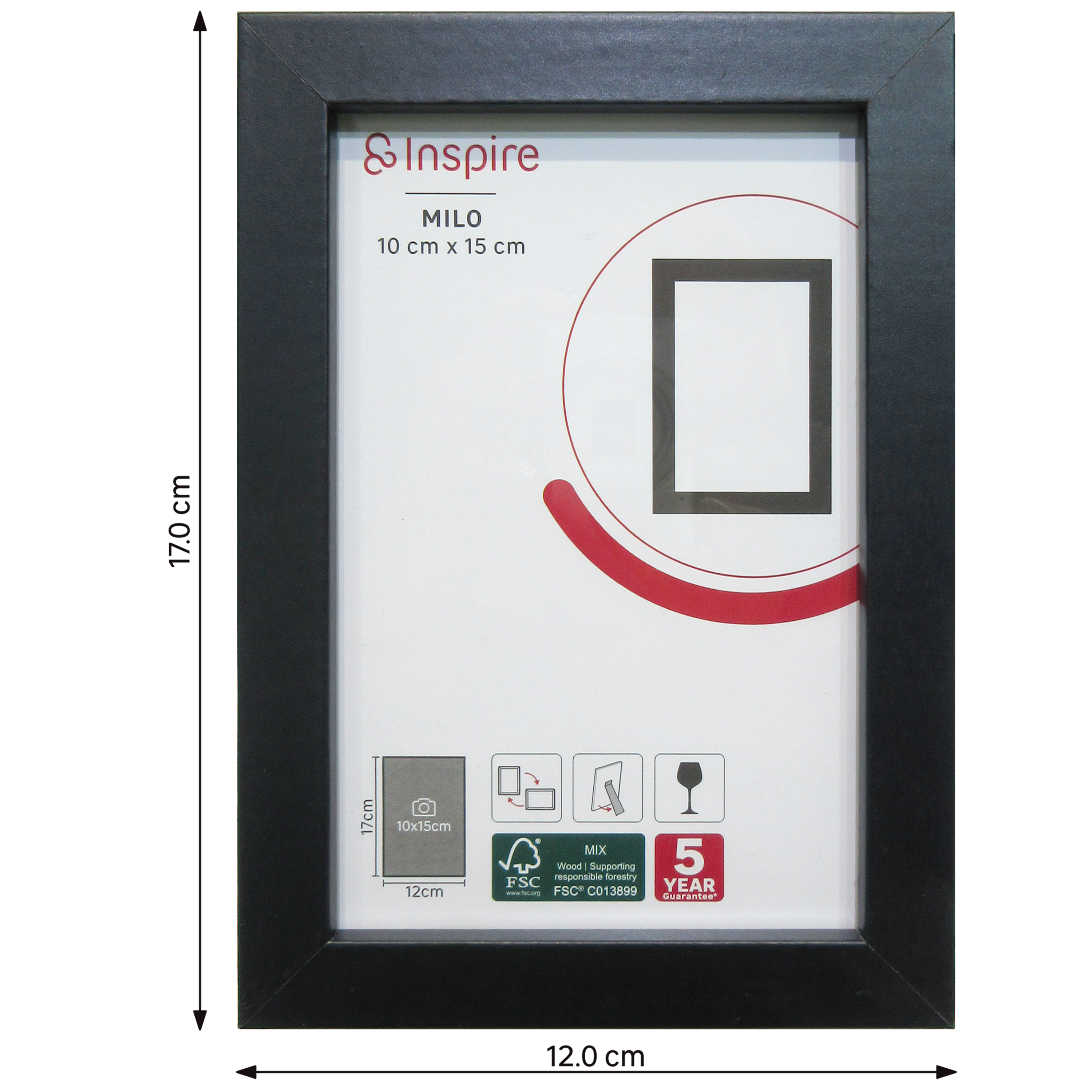 Cadre Milo, H.15 x l.10 cm noir, INSPIRE - 4