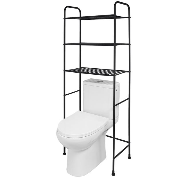 Estantería de baño sobre inodoro Cromia negro 59x28.5x166cm con 3 estantes