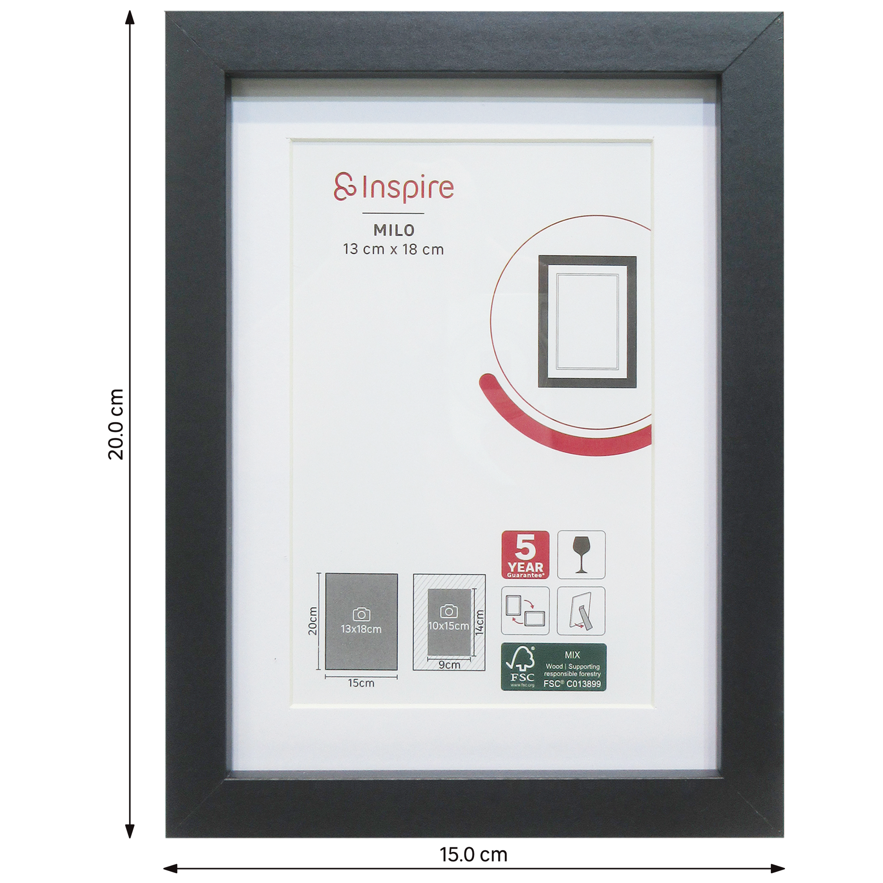 Cadre Milo, 13 x 18 cm noir, INSPIRE - 5