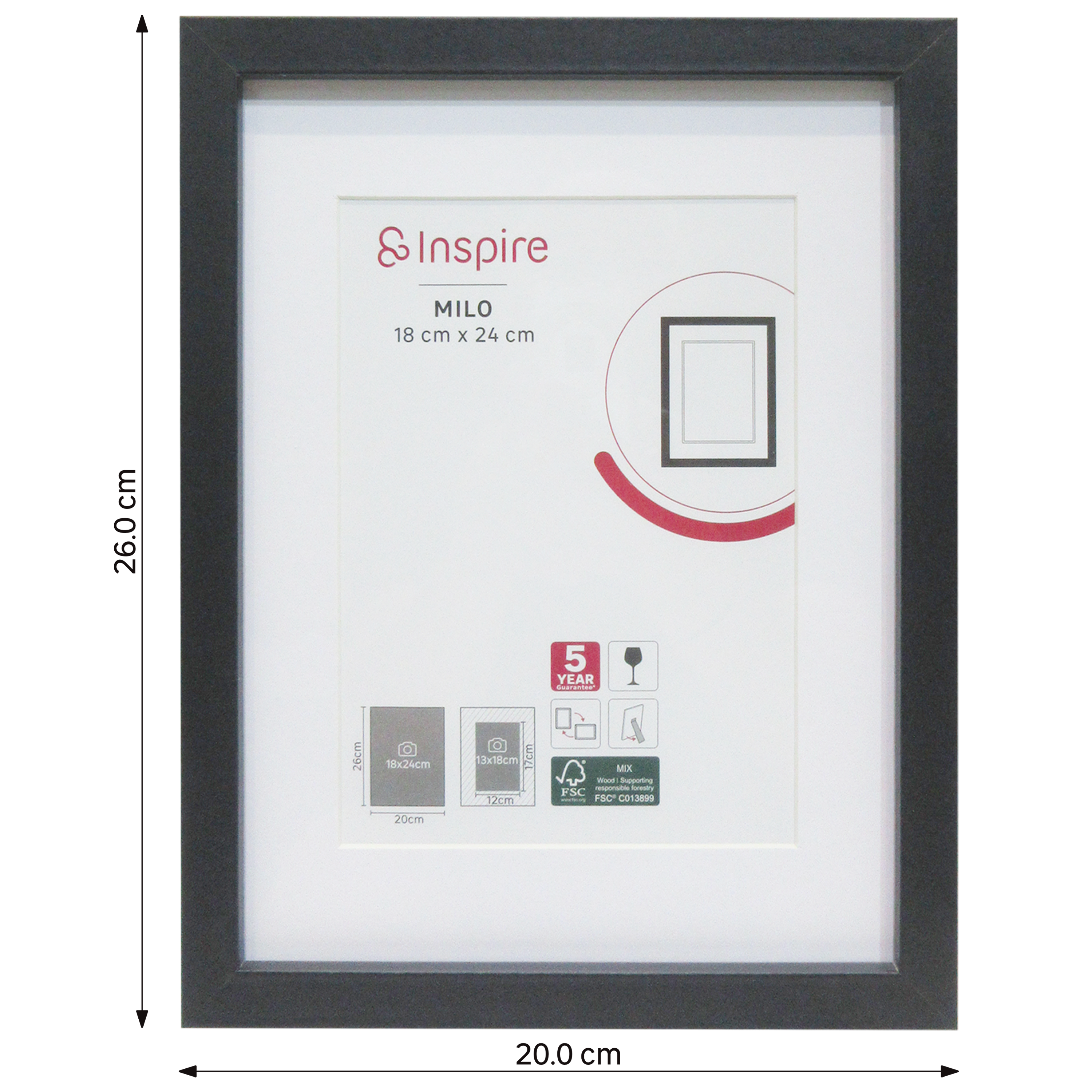 Marco con Passepartout Milo negro INSPIRE 18x24cm - 3