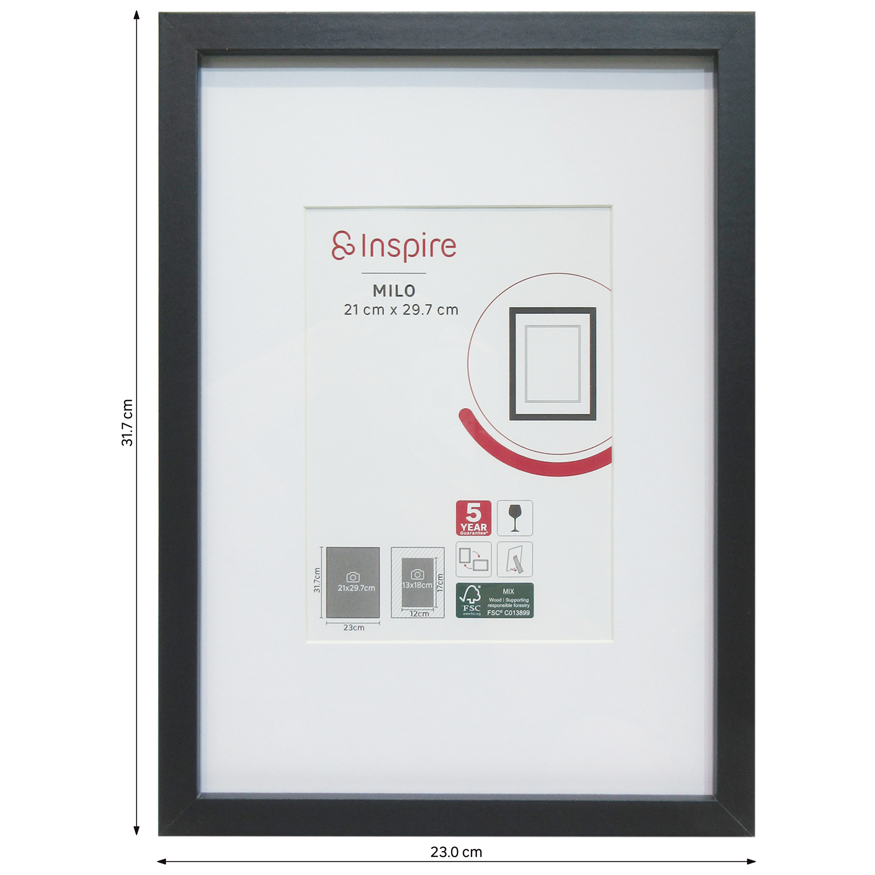 Cadre Milo, 21 x 29.7 cm noir, INSPIRE - 12