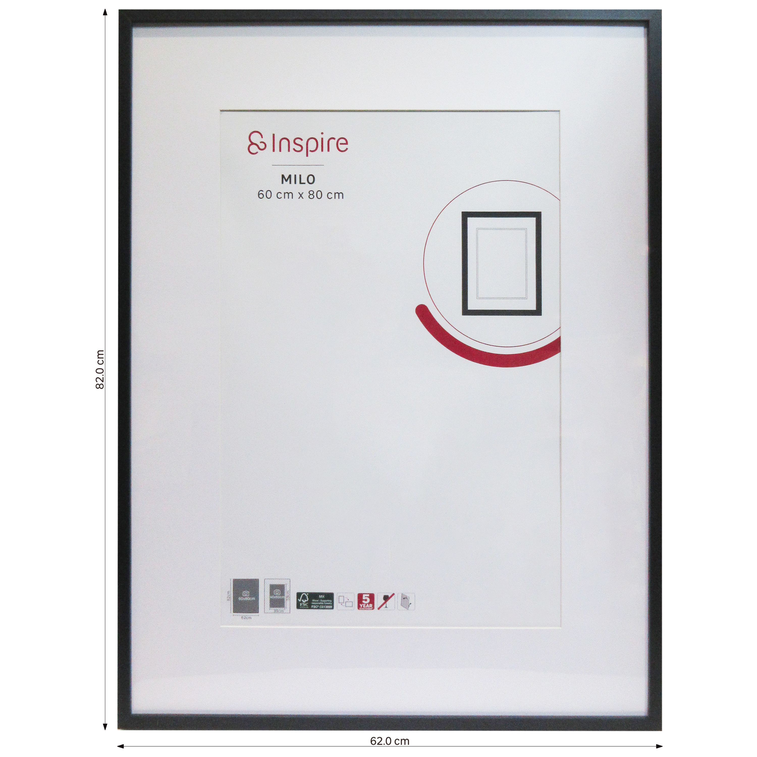 Marco con Passepartout Milo negro INSPIRE 60x80cm - 3