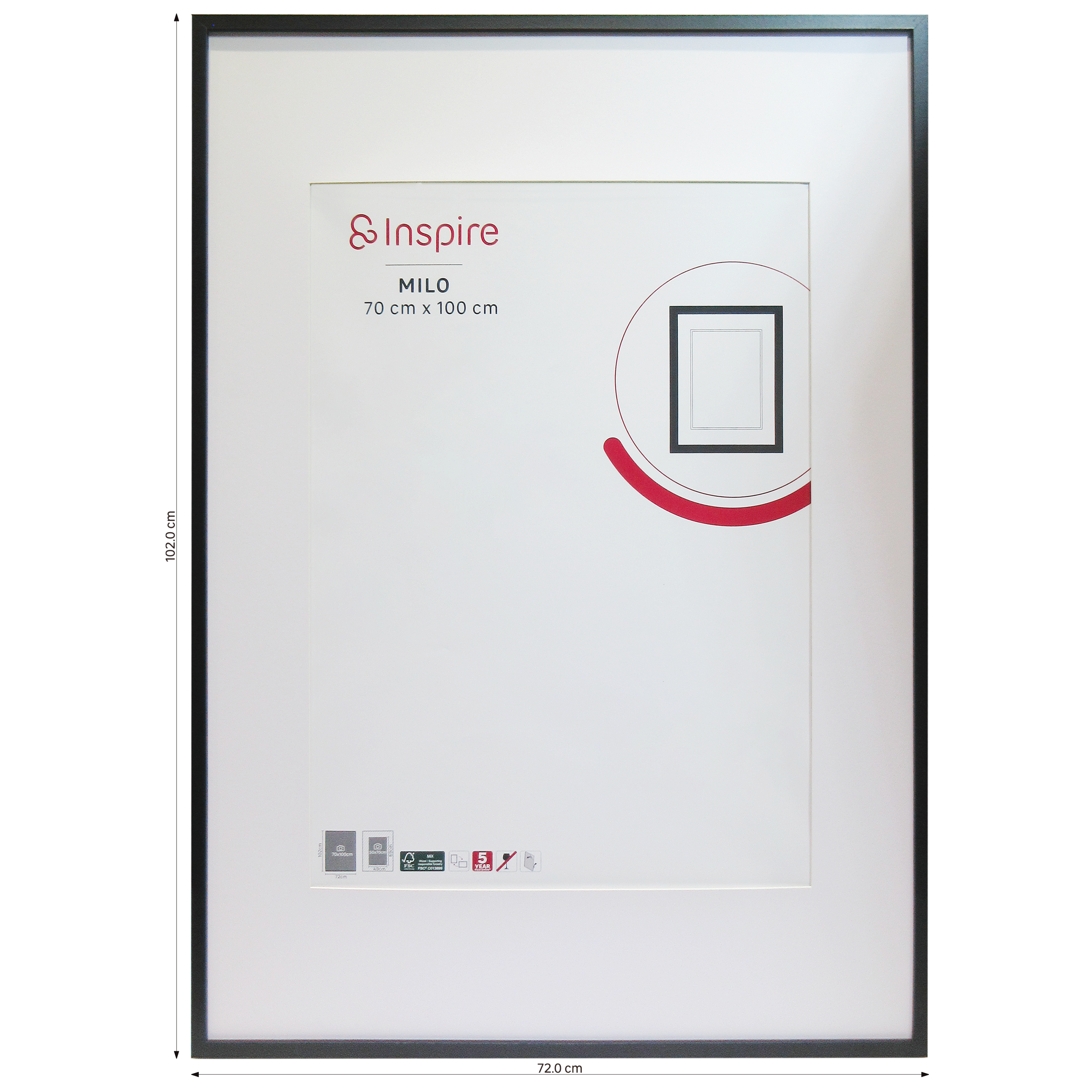 Cadre Milo, 70 x 100 cm noir, INSPIRE - 8