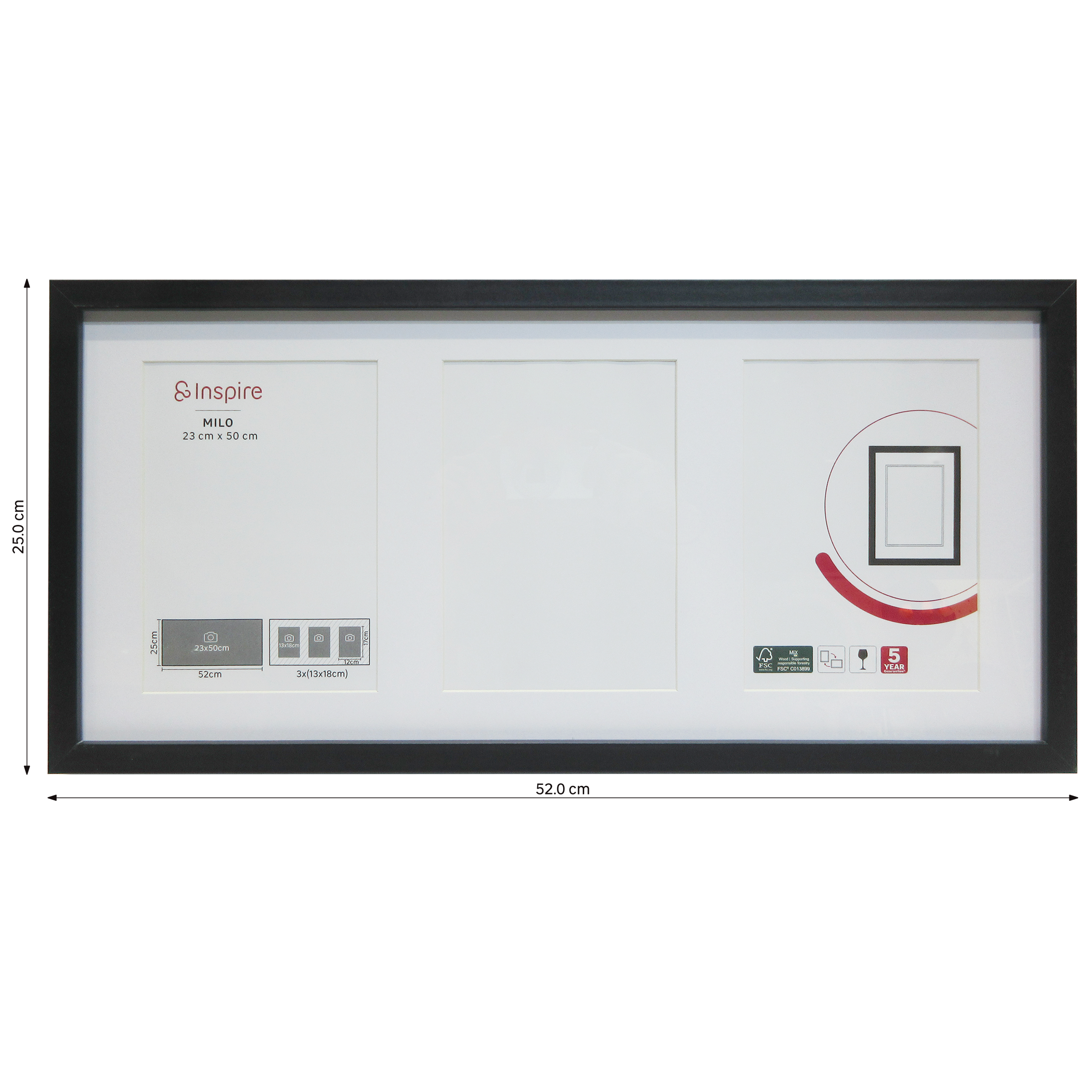 Cadre photo multiple Milo noir, Design H.50 x l.23 cm - 3