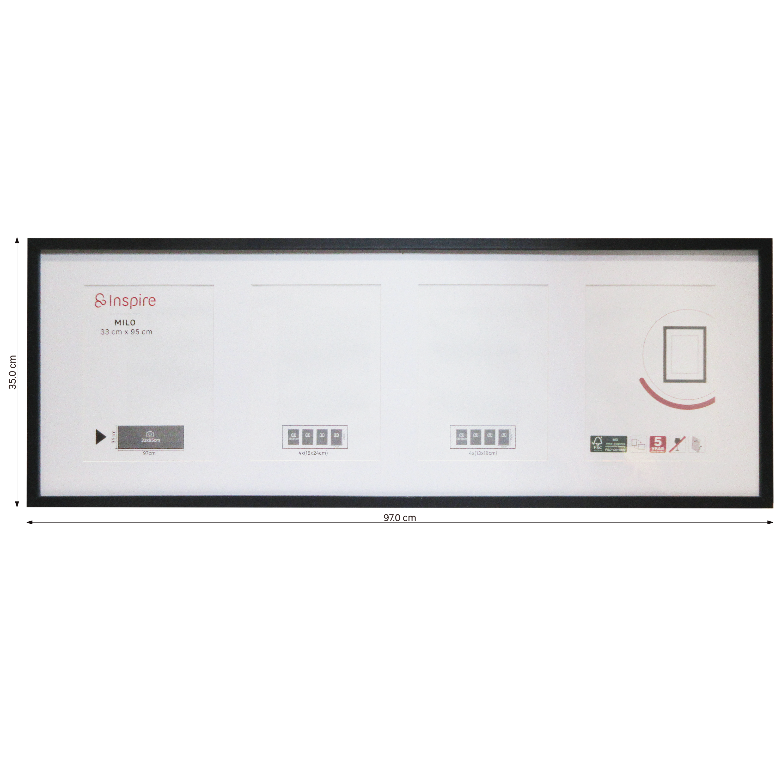 Cadre photo multiple Milo noir, Design H.95 x l.33 cm - 3