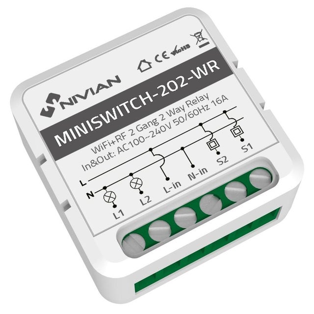 MÓDULO INTERRUPTOR-CONMUTADOR WIFI+RF 2 CANALES