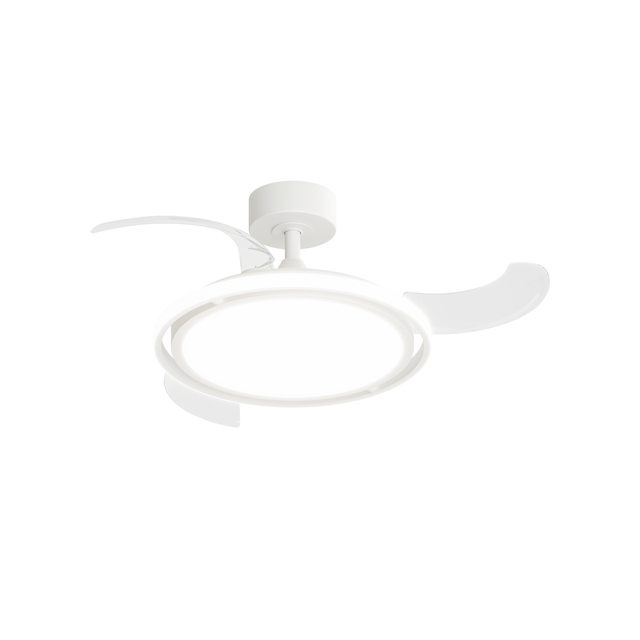 Ventilador de techo con luz silencioso DC 22W con mando ø91 cm Rosak INSPIRE blanco luz CCT 3 aspas retráctiles tipo lámpara| 6 velocidades| modo verano/invierno| temporizador| brisa| recomendado para <13m²