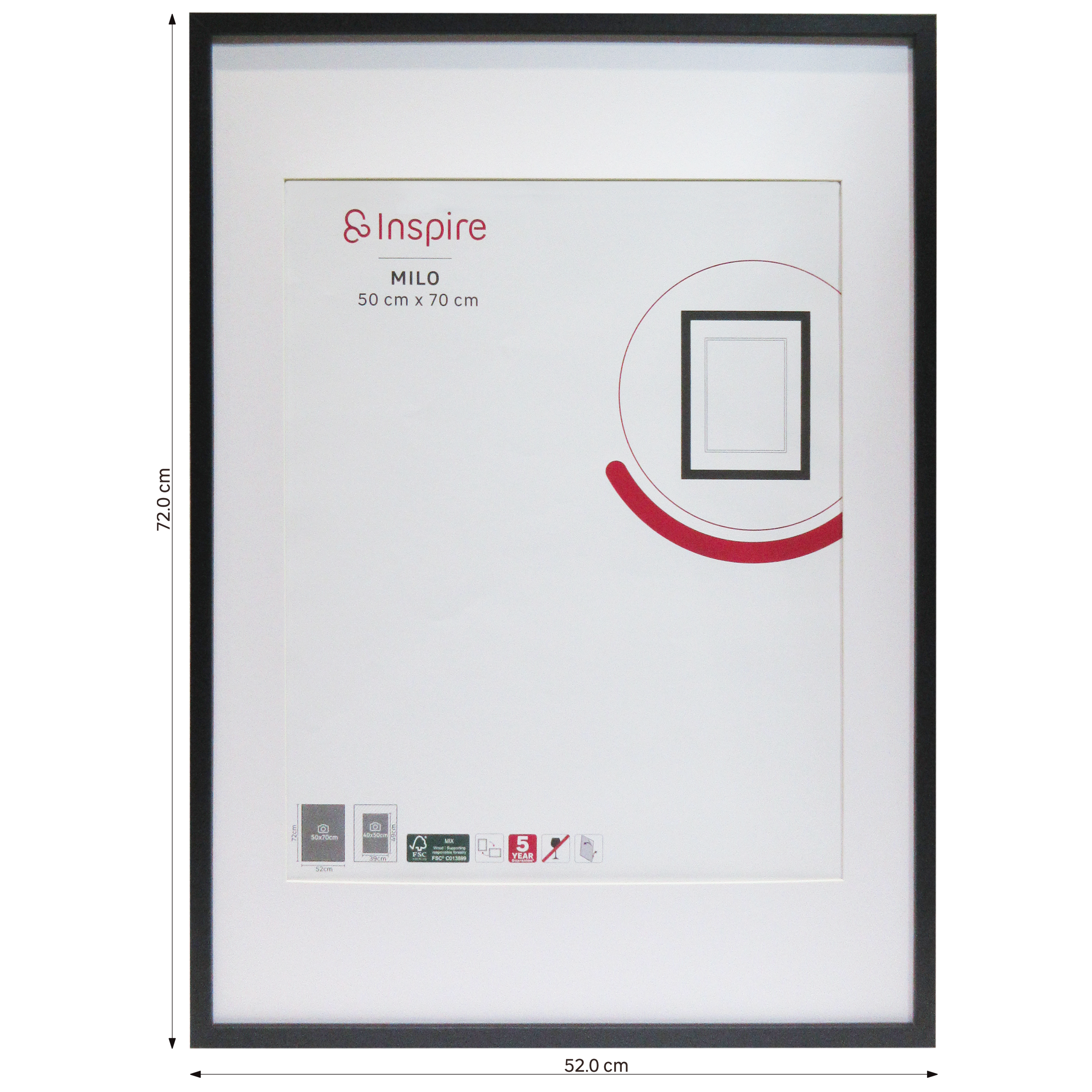 Marco con Passepartout Milo negro INSPIRE 50x70cm - 3