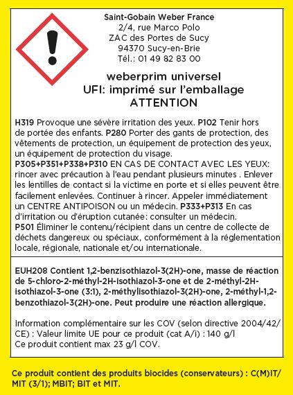 Primaire polyvalent universel 5 Kg Weberprim - WEBER - 2