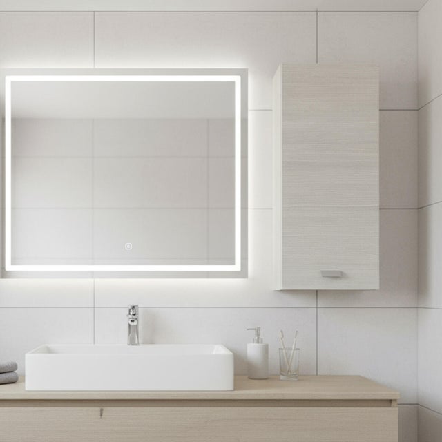 Pensile bagno Rimini larice in truciolare, 1 anta apertura da sinistra P 18 x L 30 x H 70 cm