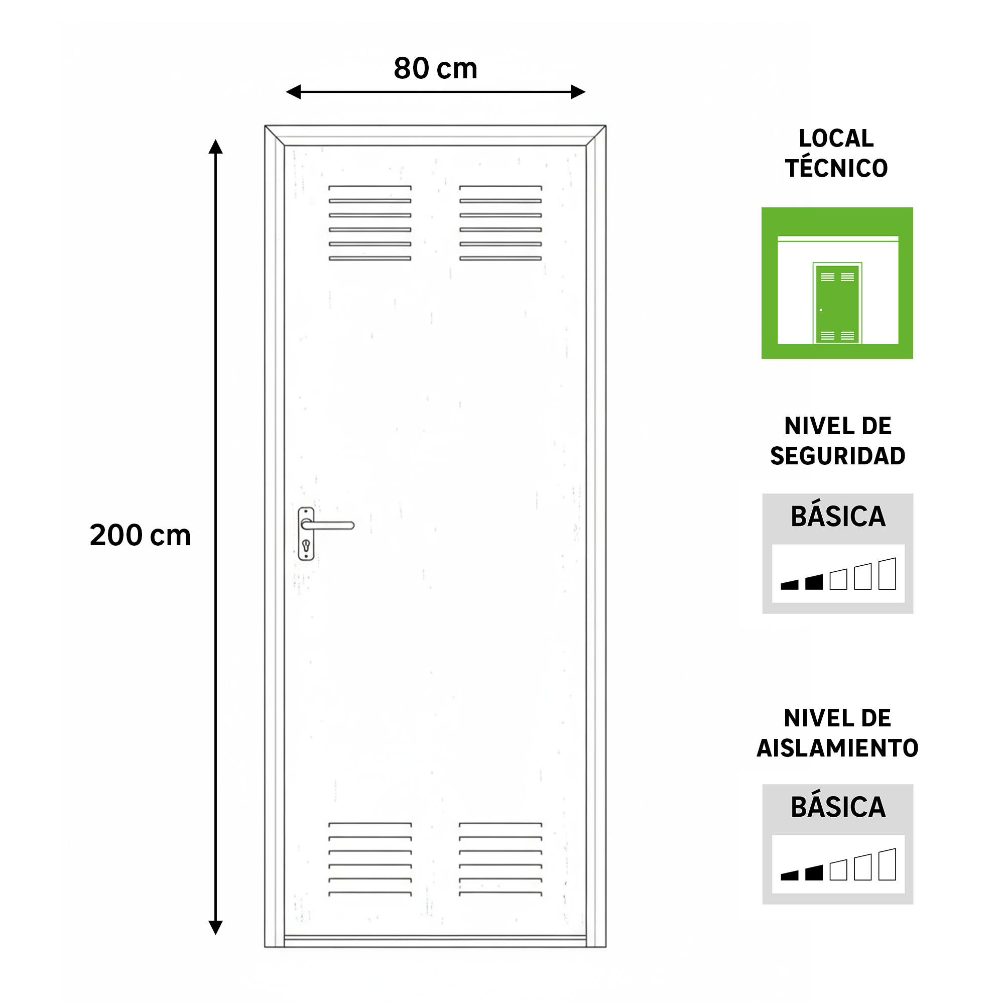 Porta de entrada com grelha direta de aço branco 80x200 cm - 4