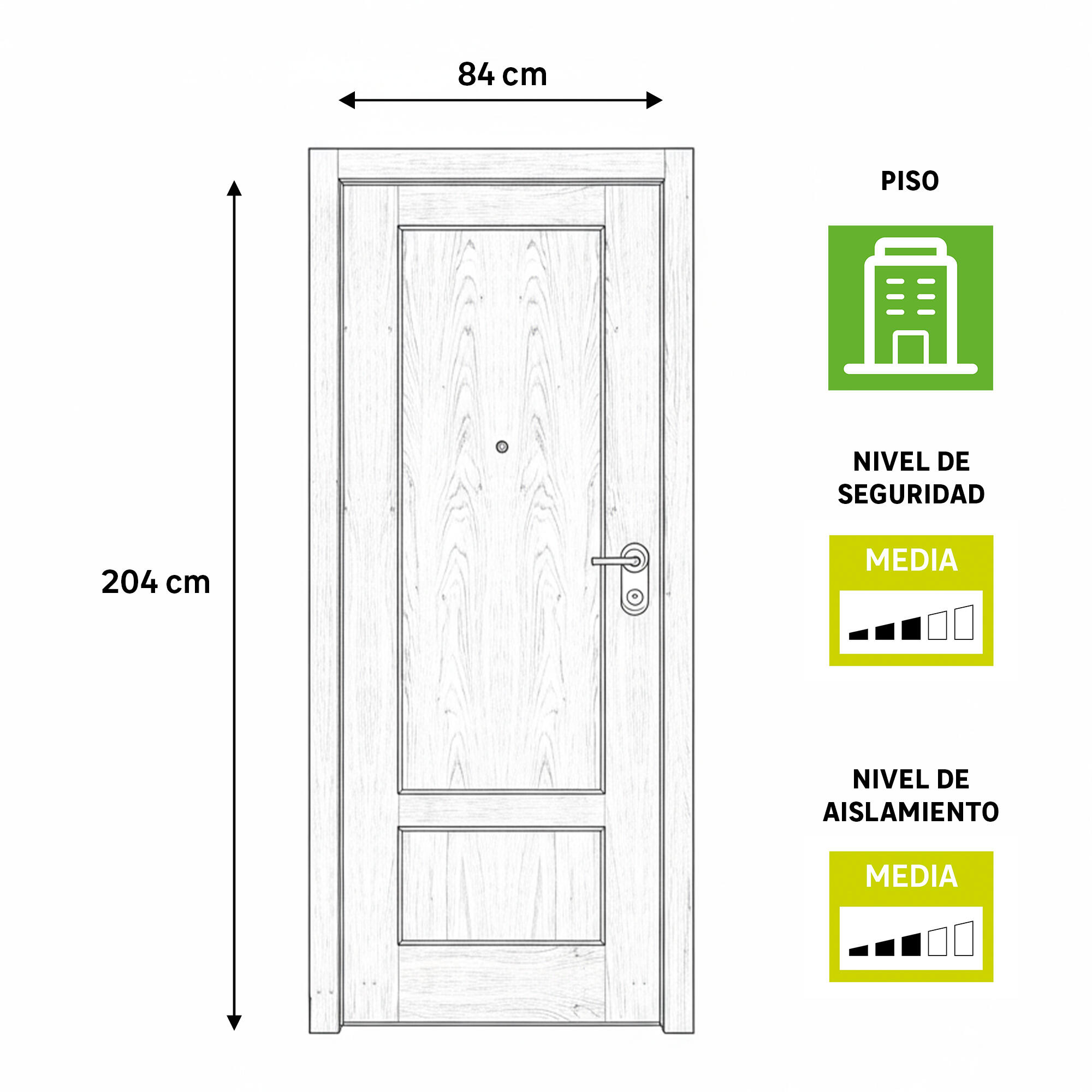 Puerta de entrada acorazada serie Omega dos cuadros roble / interior Lucerna fresada blanco apertura izquierda 204x84cm - 4