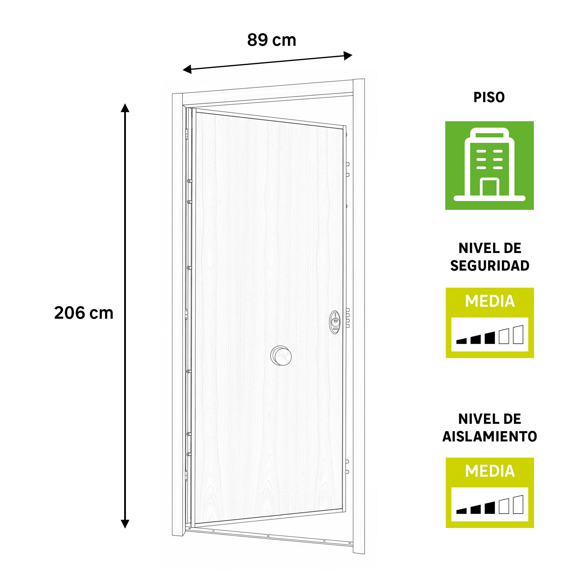 Puerta de entrada acorazada serie V liso sapelly / interior Lucerna fresada blanco apertura izquierda 206x89cm - 4