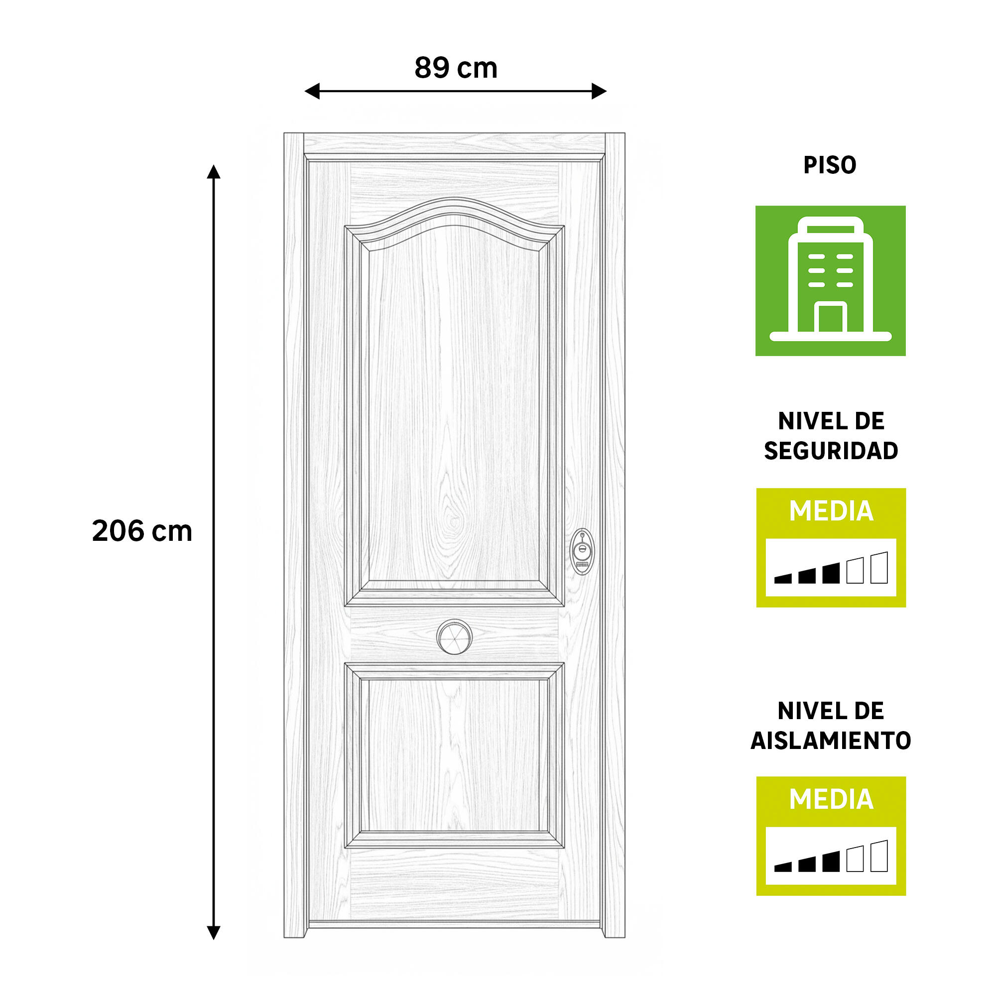 Puerta de entrada acorazada serie V provenzal roble / interior liso roble apertura izquierda 206x89cm - 4