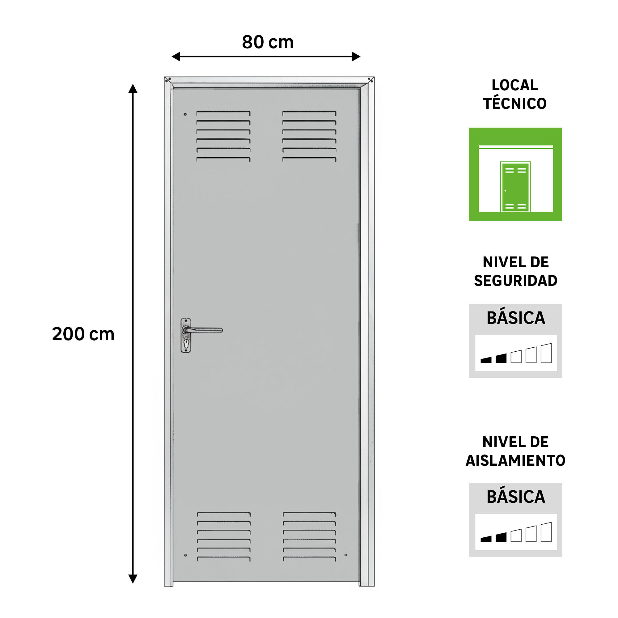 Puerta de trastero liso acero galvanizado con llave 1 punto de seguridad apertura derecha 200x80cm - 4