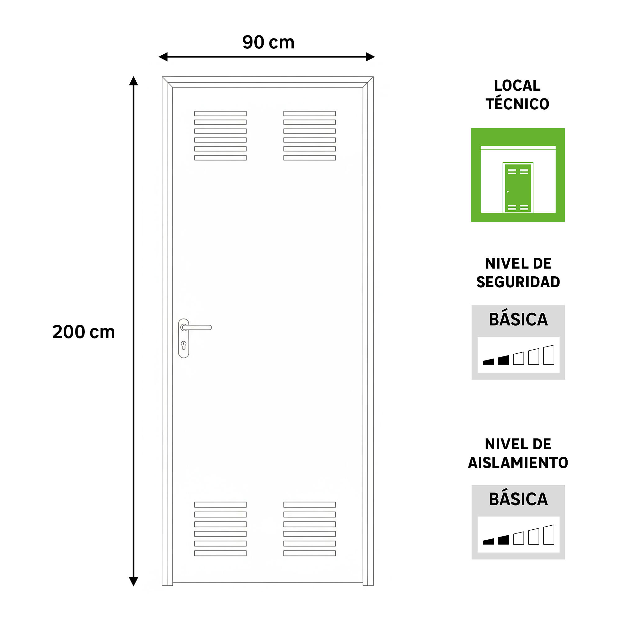 Puerta de trastero liso acero galvanizado con llave 1 punto de seguridad apertura derecha 200x90cm - 3
