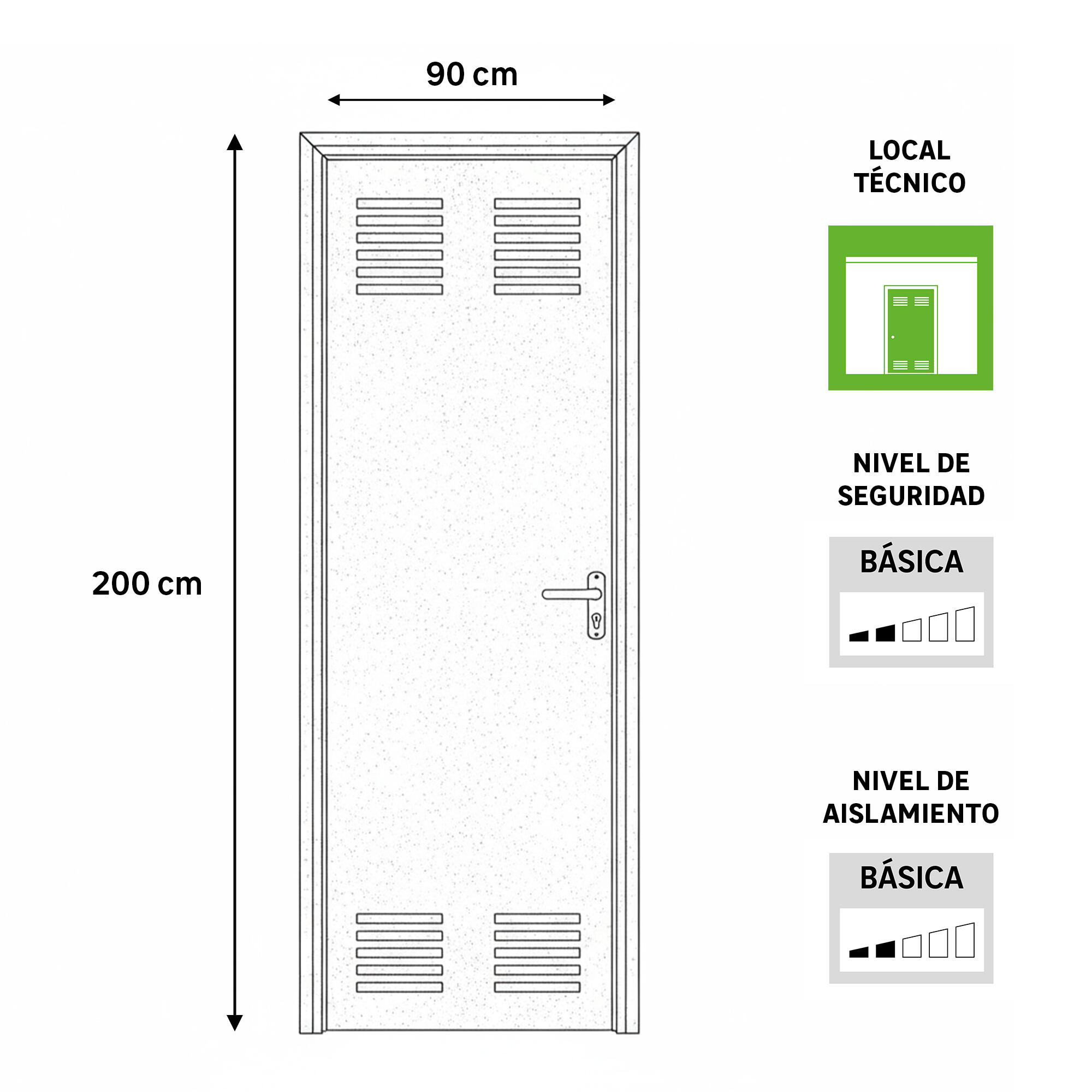 Puerta de trastero liso acero galvanizado con llave 1 punto de seguridad apertura izquierda 200x90cm - 3