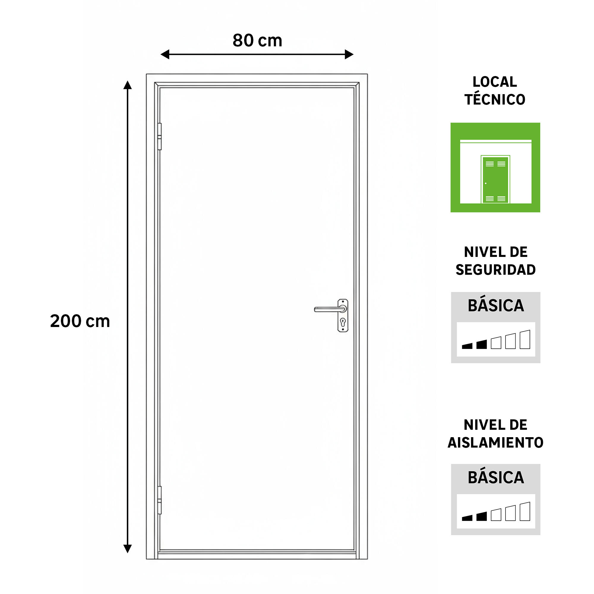 Porta de serviço galvanizada eco lac branca 80x195cm esquerda - 2