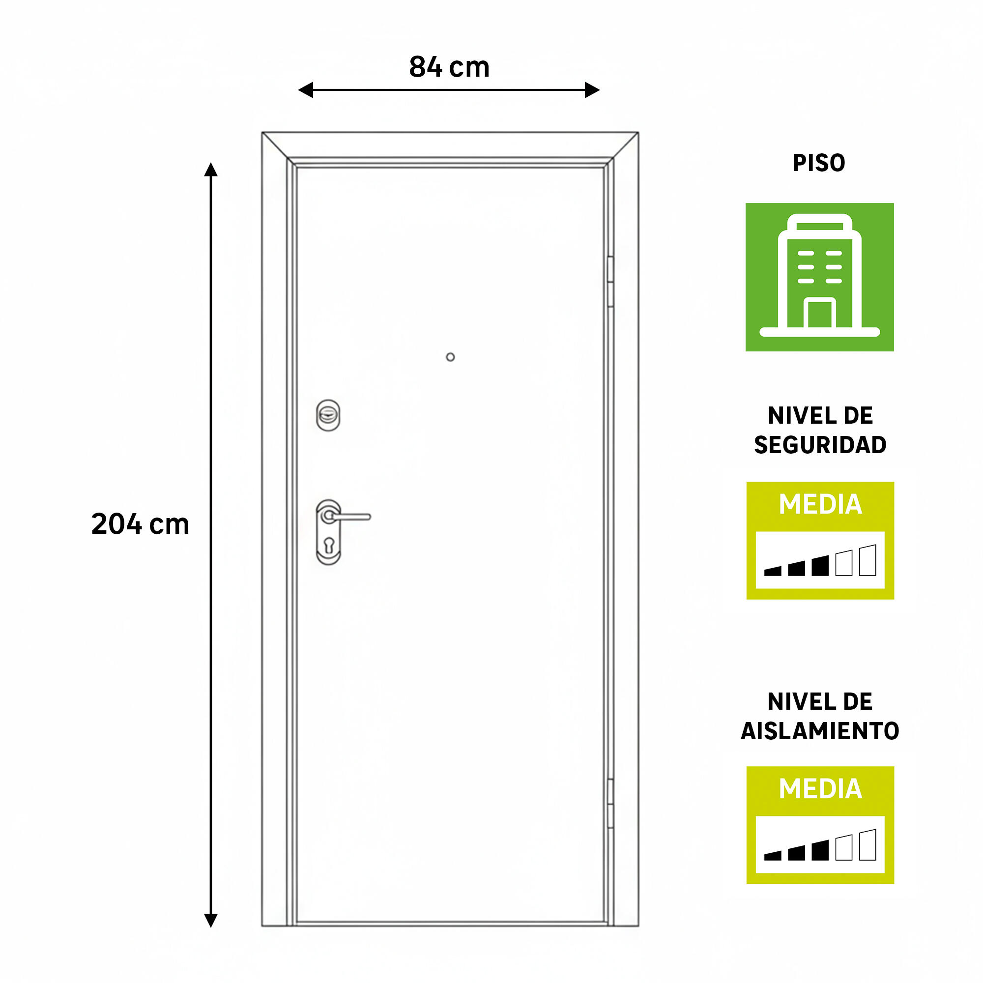 Puerta de entrada acorazada serie Omega liso sapelly / interior liso blanco apertura derecha 204x84cm - 4
