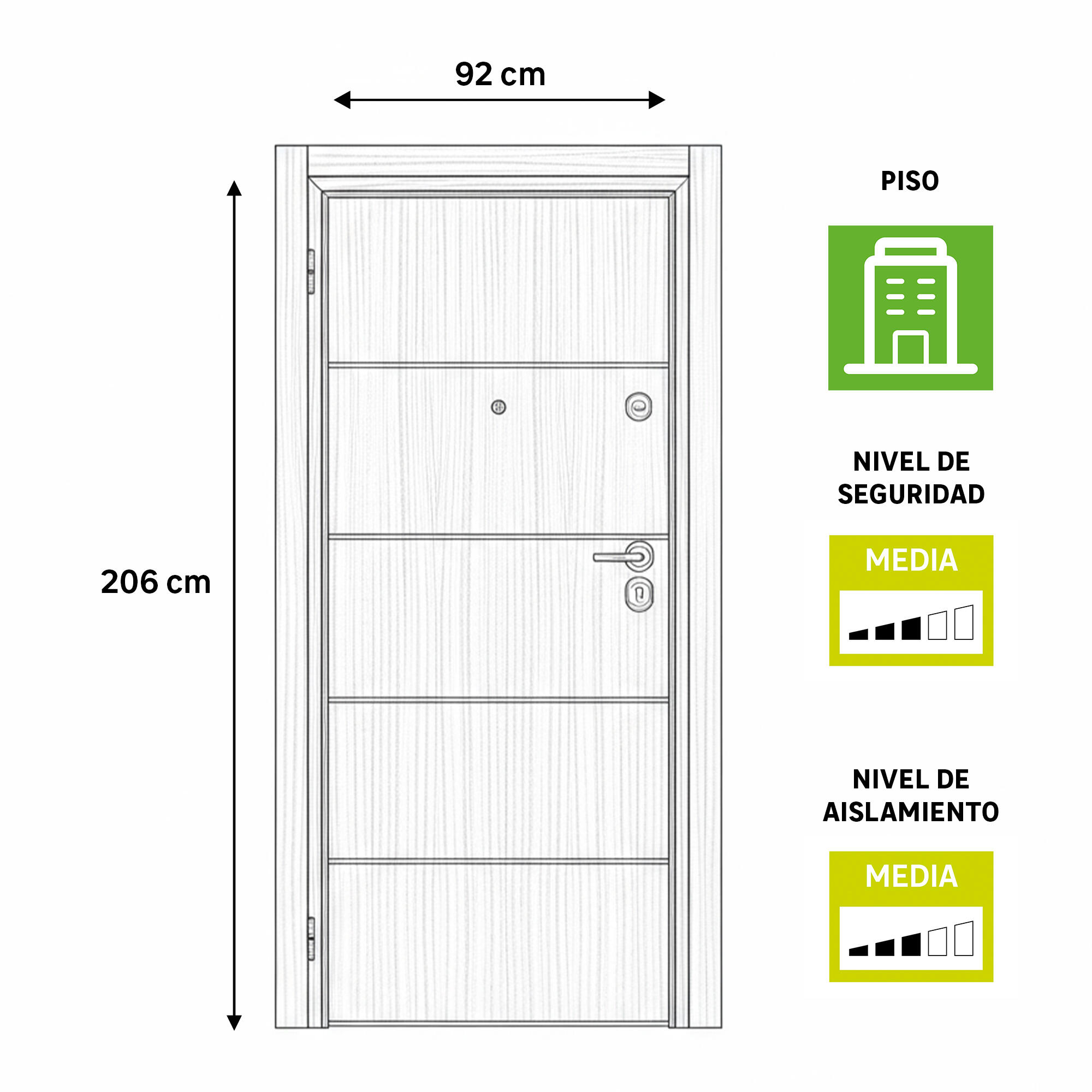 Puerta de entrada acorazada serie Omega liso sapelly / interior Lucerna fresada blanco apertura izquierda 206x92cm - 4