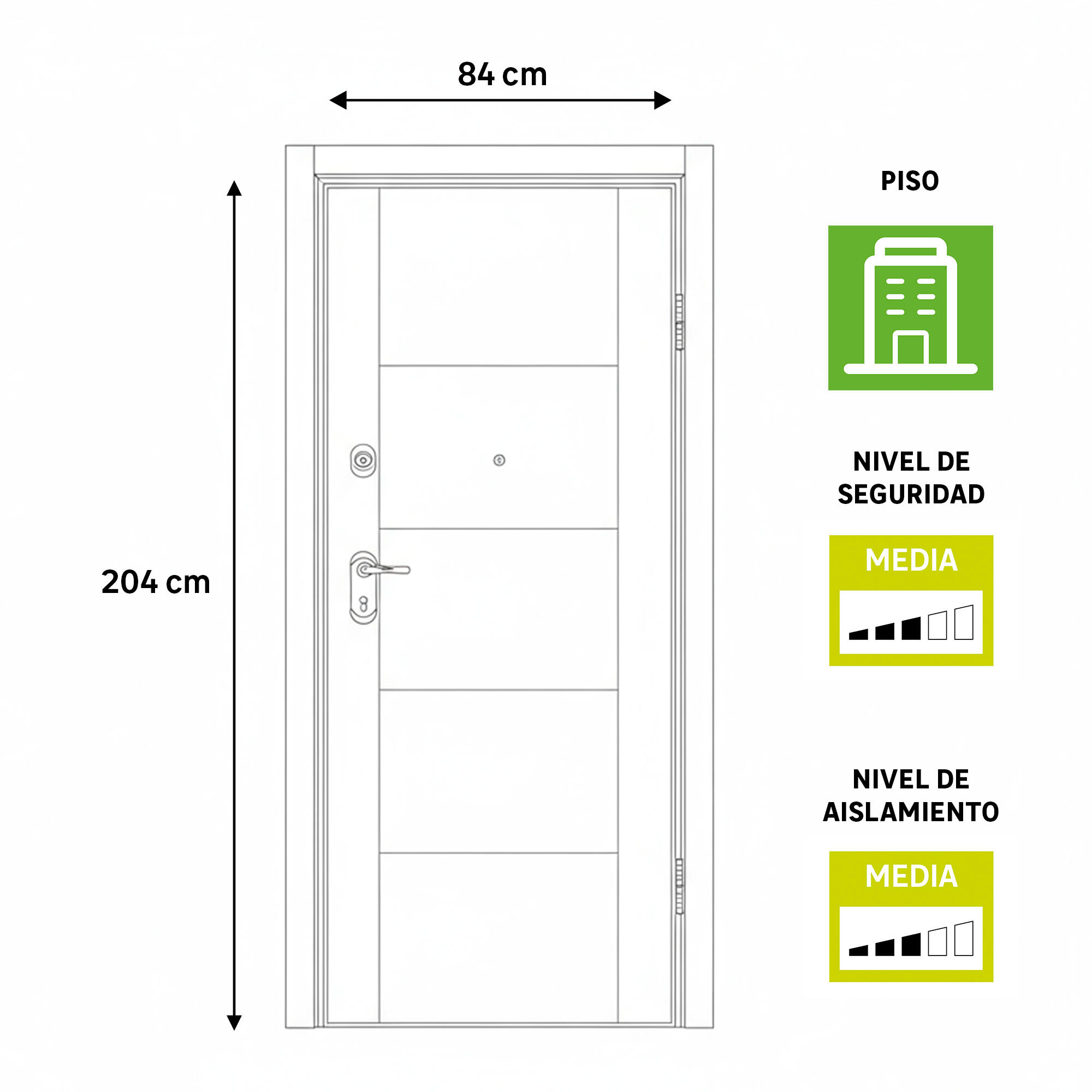 Puerta de entrada acorazada serie Omega liso sapelly / interior Noruega fresada blanco apertura izquierda 204x84cm - 4