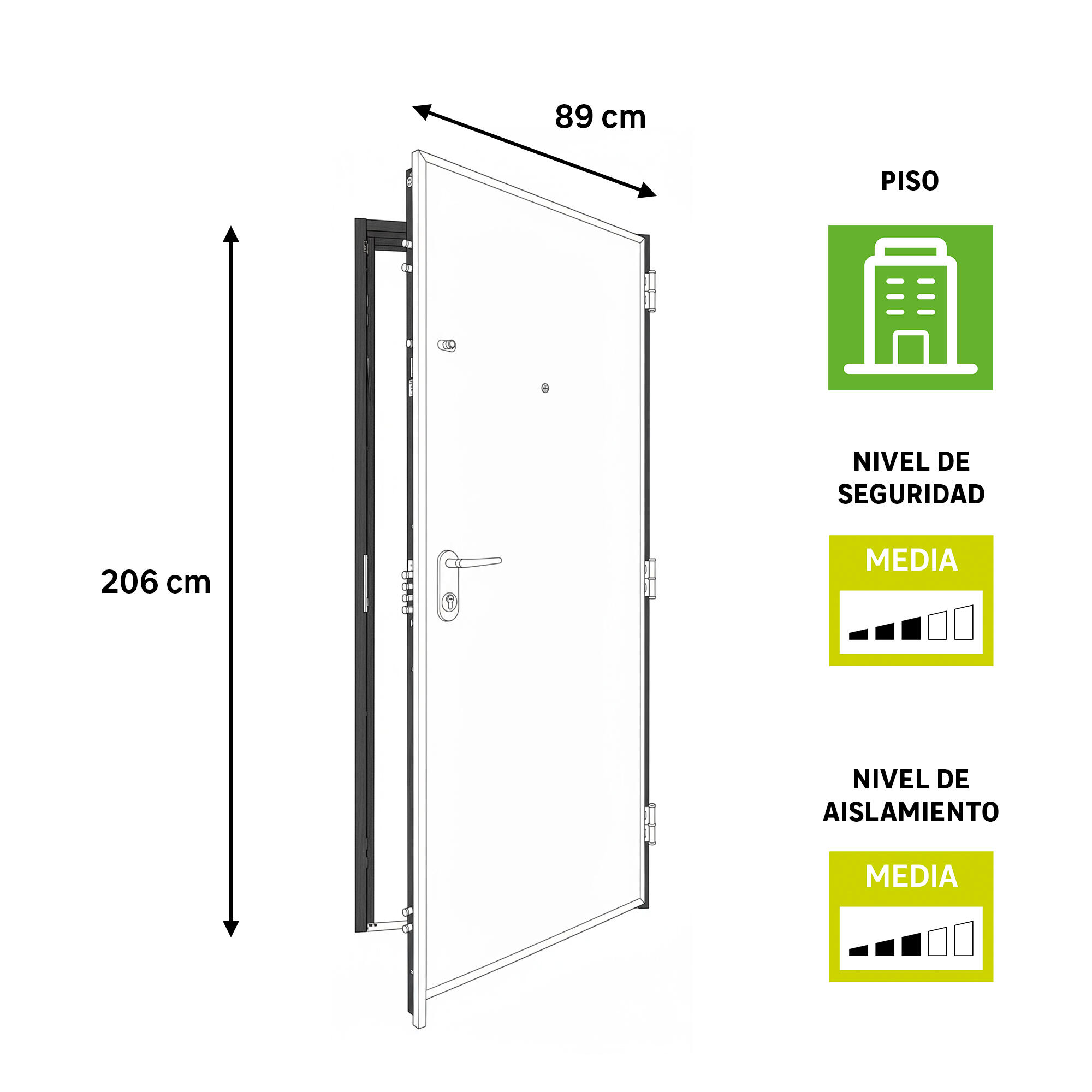 Puerta de entrada acorazada serie V provenzal sapelly / interior liso blanco apertura izquierda 206x89cm - 5