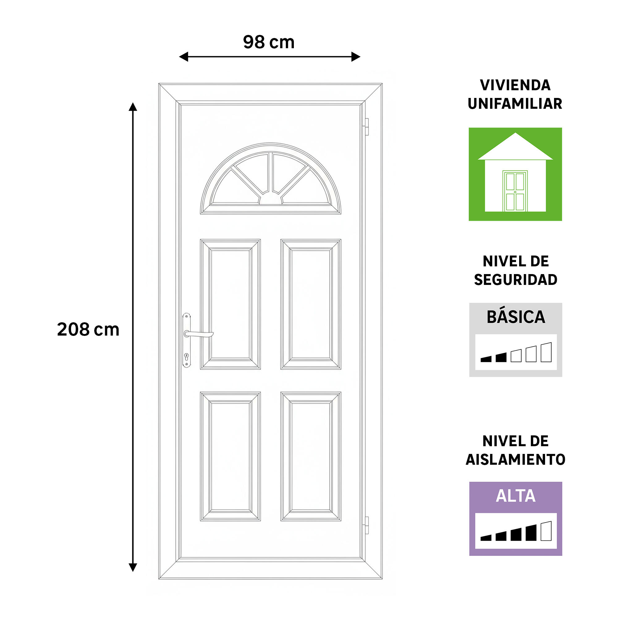 Porta de entrada de PVC MULTI IBIZA 98X208CM BRANCA ESQUERDA - 8