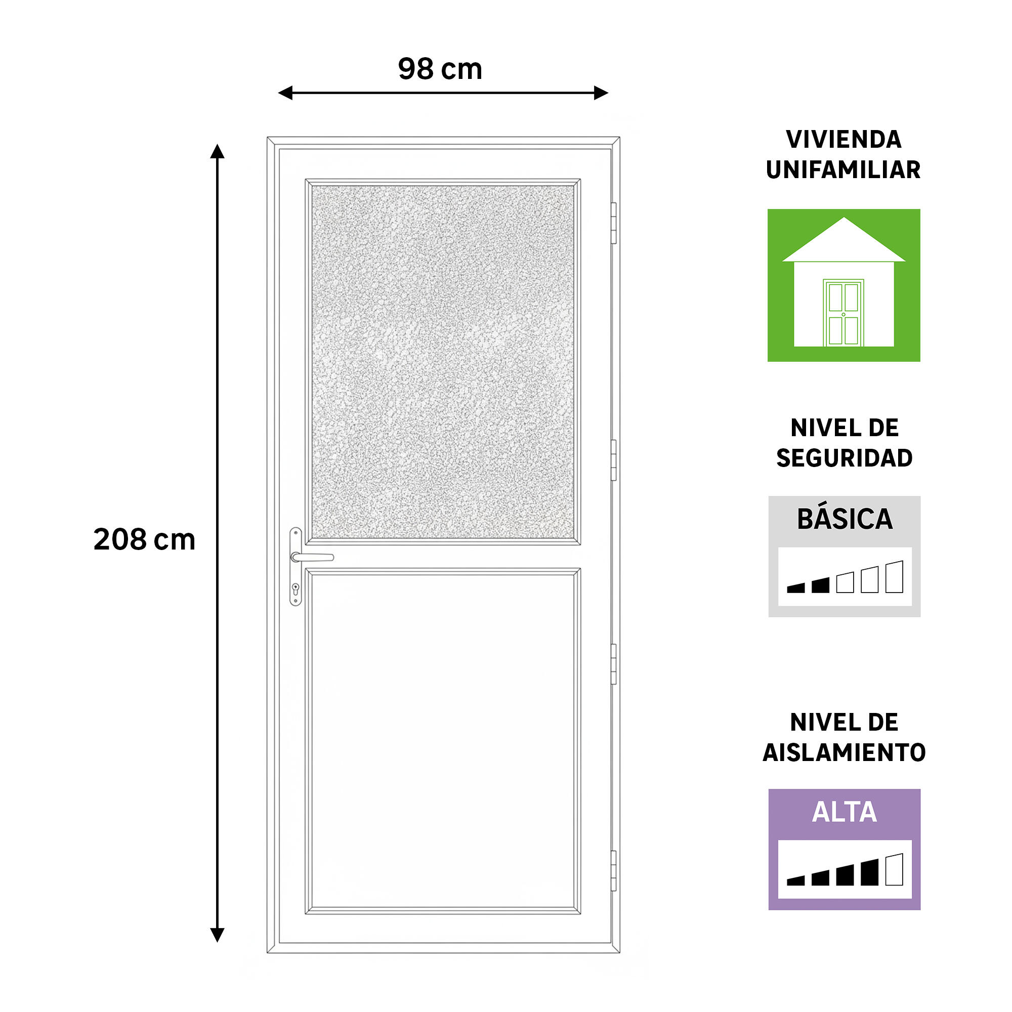 Porta de entrada de PVC DRAVA 98X208CM ESQUERDA - 5