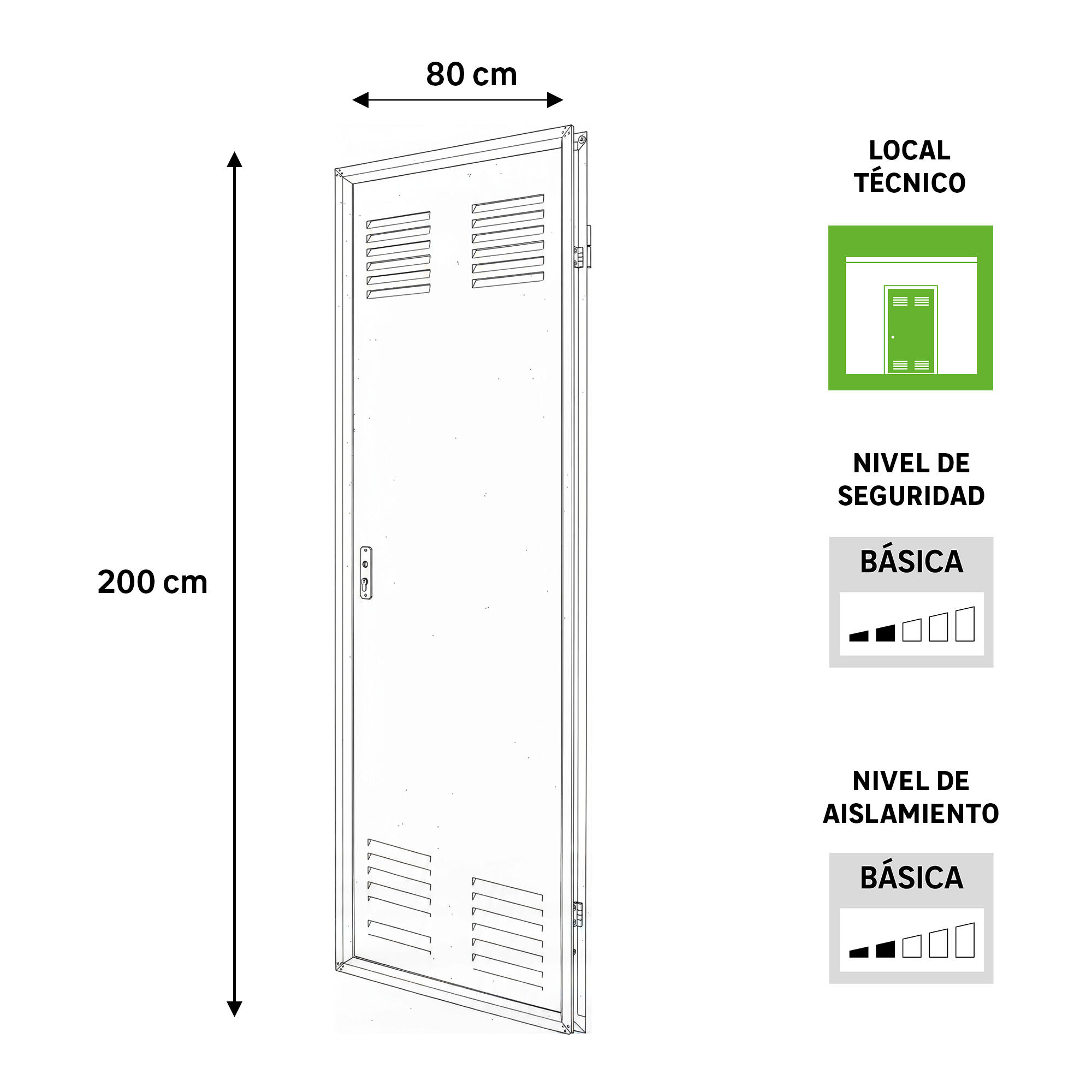 Puerta de trastero liso acero galvanizado con llave 1 punto de seguridad apertura derecha 200x80cm - 2