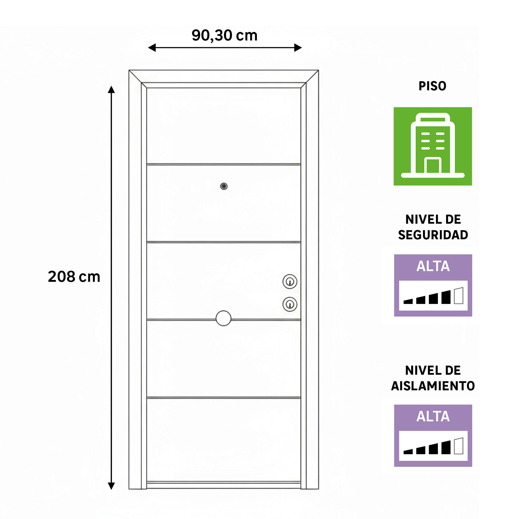 Puerta de entrada acorazada serie Silver 2,0 fresada roble / interior liso blanco apertura izquierda 208x90.3cm - 5