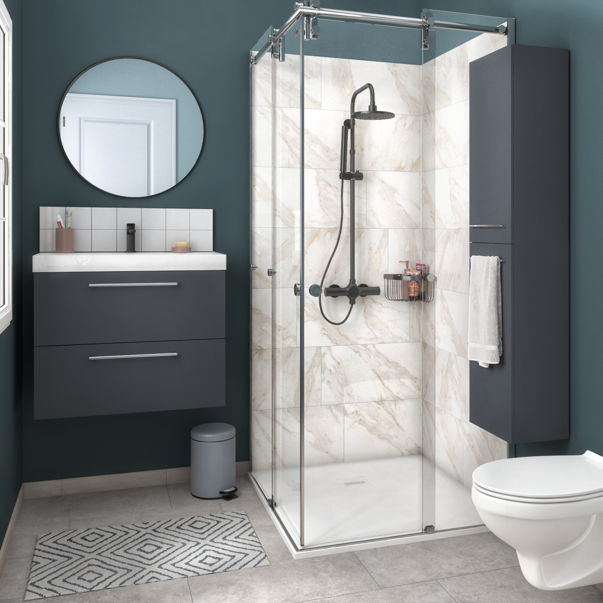 Piastrella da pavimento e rivestimento interno 30 x 60 cm Sp. 7.4 mm rettificato Remix Marble in gres porcellanato smaltato bianco marmorizzato opaco traffico intenso (pei 4/5) R9 1.44 mq - 6