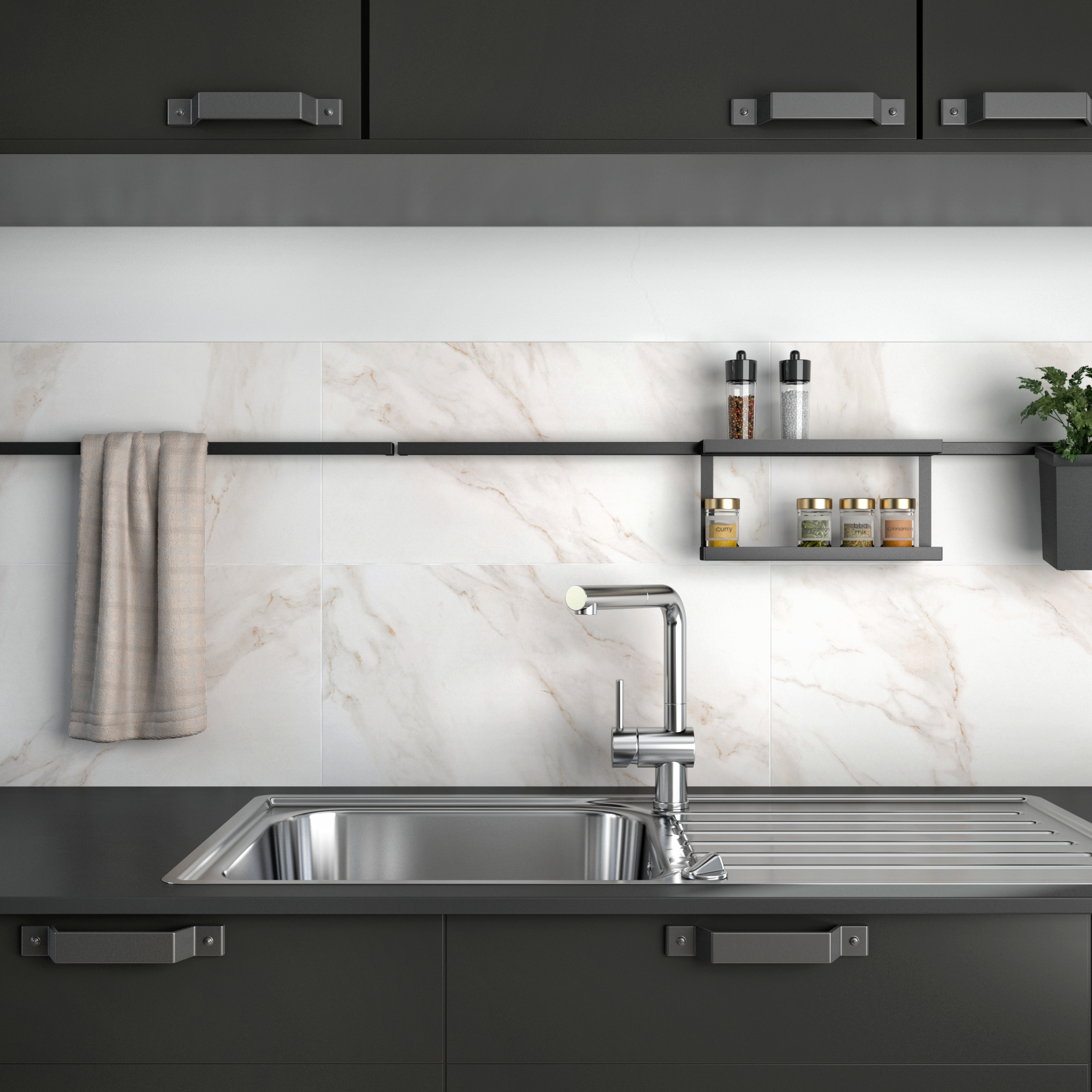 Piastrella da pavimento e rivestimento interno 30 x 60 cm Sp. 7.4 mm rettificato Remix Marble in gres porcellanato smaltato bianco marmorizzato opaco traffico intenso (pei 4/5) R9 1.44 mq - 10