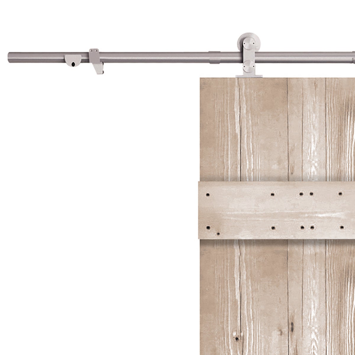 Porta scorrevole reversibile Barn Wenge in inox beige, L 86 x H 215 cm, con binario Toledo - 4