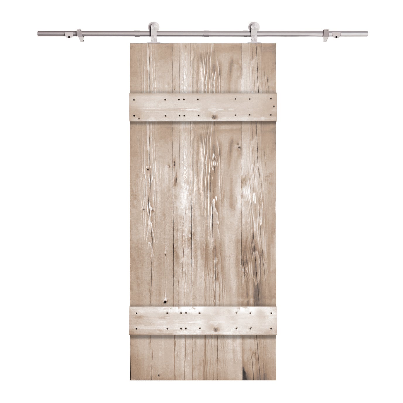 Porta scorrevole reversibile Barn Wenge in inox beige, L 86 x H 215 cm, con binario Toledo - 2