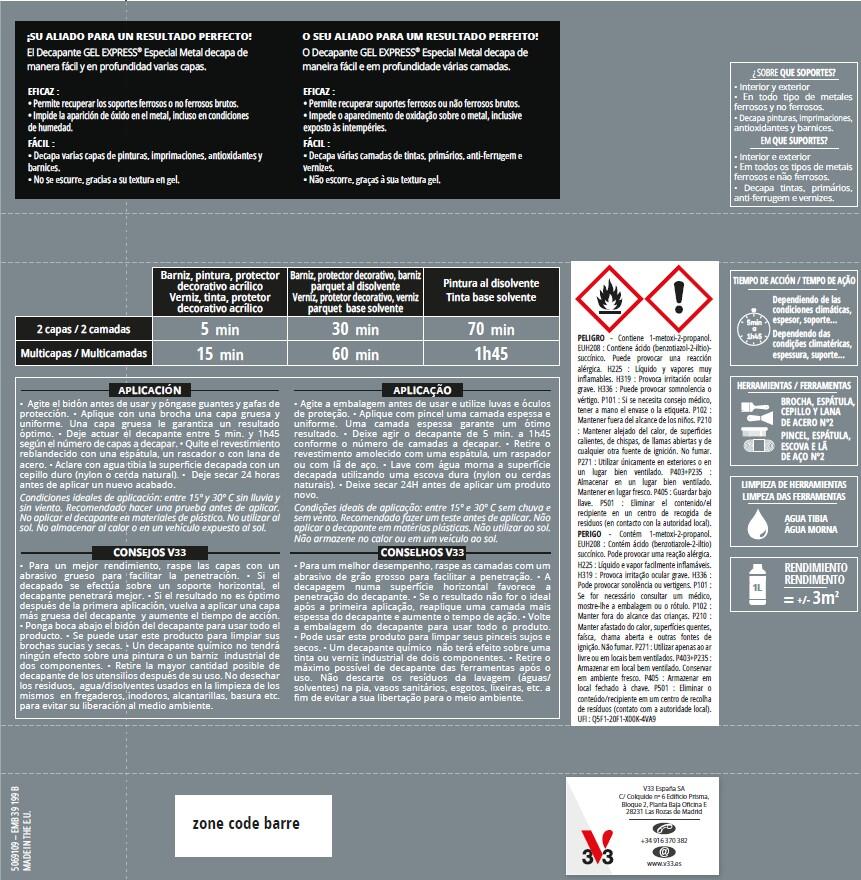 Decapante para metal V33 1L - 5