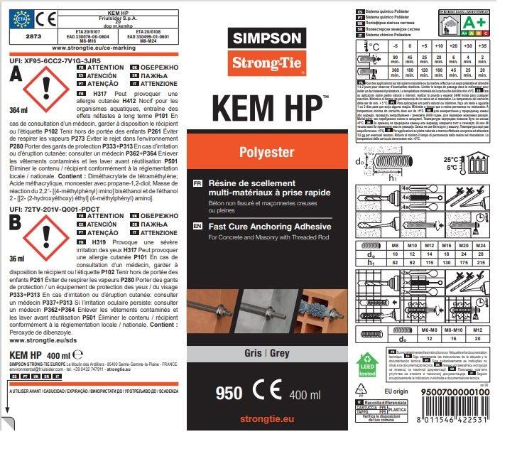KIT 3 TACO QUIMICO SIN ESTIRENO POLY GP300 GRIS. SIMPSON STRONG  - 4