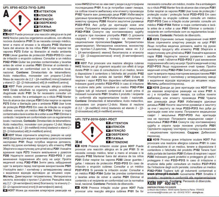 KIT 3 TACO QUIMICO SIN ESTIRENO POLY GP300 GRIS. SIMPSON STRONG  - 3