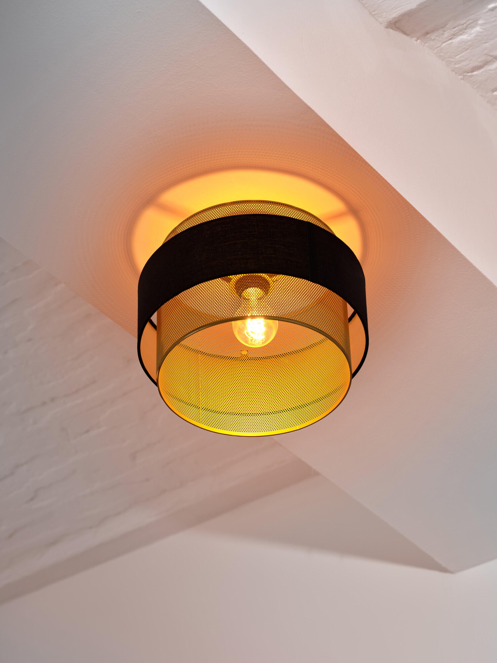 Plafón 1 luz e27 de acero negro hornet ø30 cm ip20